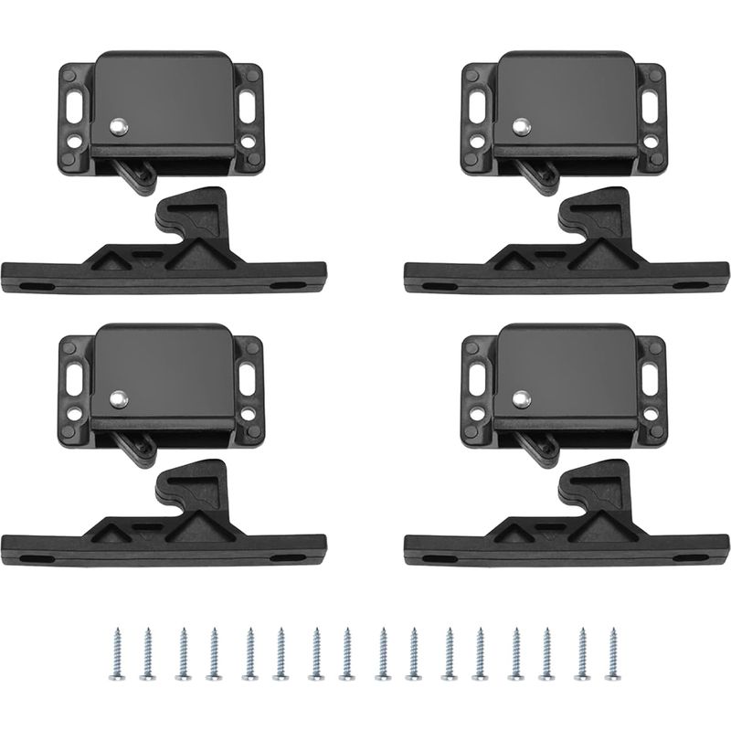 Set Mit 4 Schranktürriegeln, Schubladenriegeln, Druckverschlussriegeln, Zubehör, Passivierter Kunststoffriegel Für Wohnmobile, Wohnwagen, Schränke, Schiebetüren Für Häuser Und Küchen