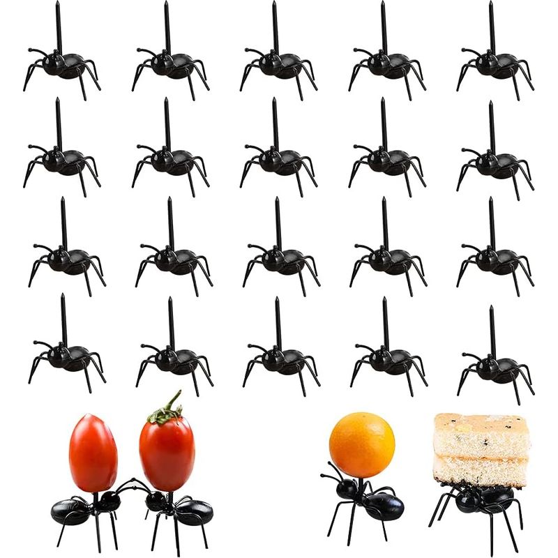 Ameisen-fruchtgabeln, Fruchtgabeln, Ameisen-zahnstocher Aus Kunststoff, Ameisen-fruchtgabeln-set, Dekostäbchen Für Kinderpartys (24-teilig)