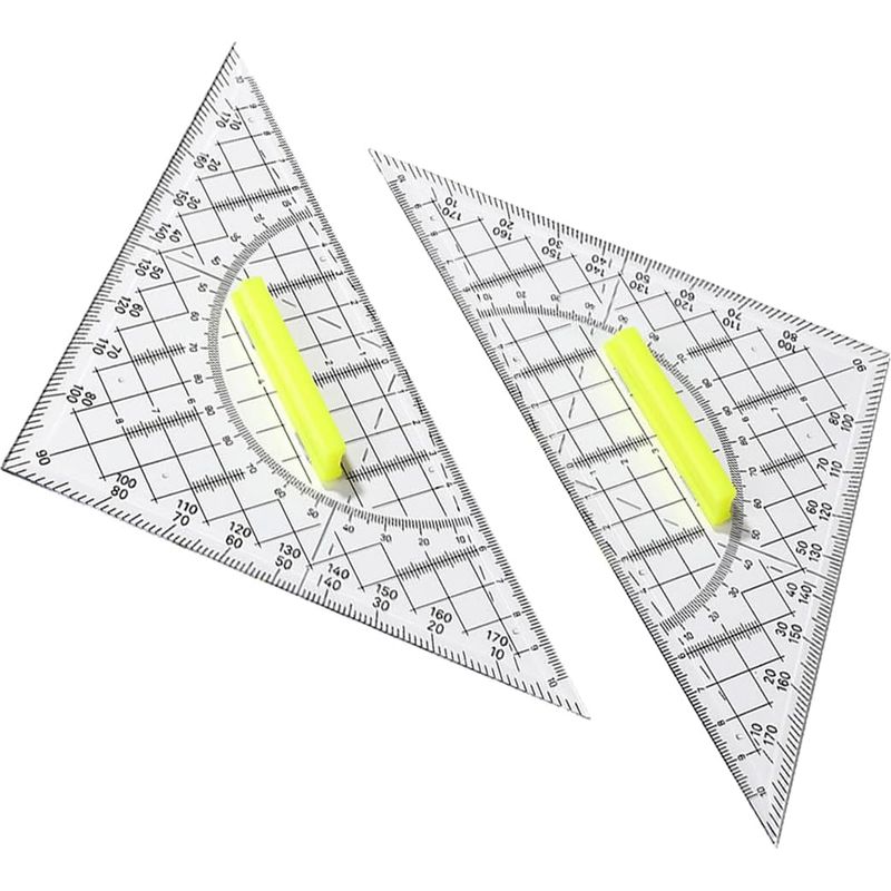 Geodreieck, Schul-geodreieck, Winkelmesser, 2-teiliges Geodreieck, Winkelmesser, Geometrie-set, Kunststoffdreieck Zum Zeichnen Mit Griff, Transparentes Flaches Geodreieck Für Schüler, Kinder, Büro, Ma