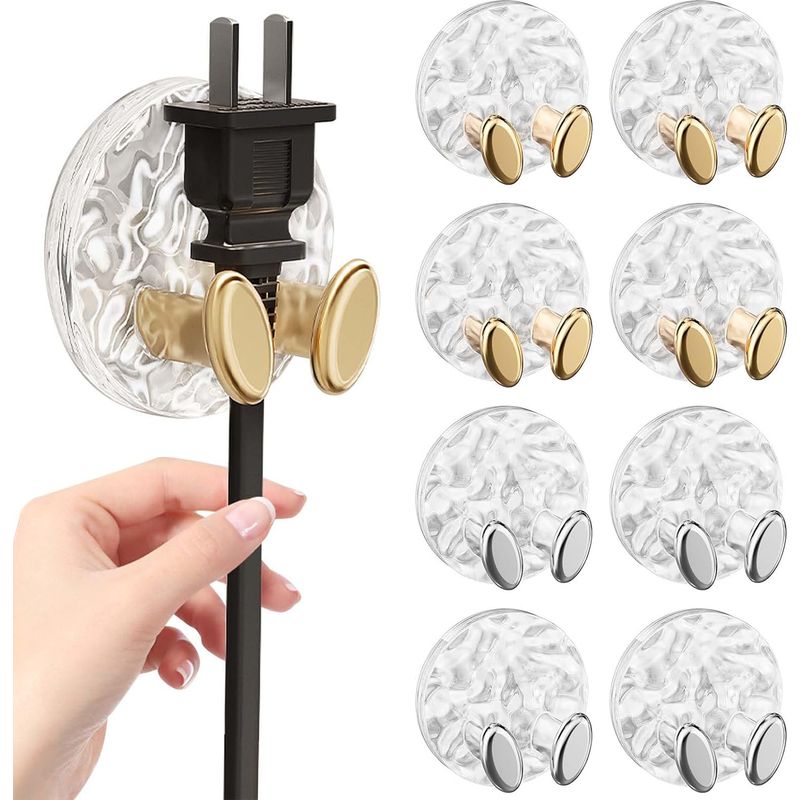 Stück Selbstklebende Haken, Selbstklebende Steckdosenhalter, Kein Bohren Erforderlich, Selbstklebende Kleiderhaken Für Kinderzimmer, Küche, Badezimmer, Büro Und Steckdosen (gold+silber)