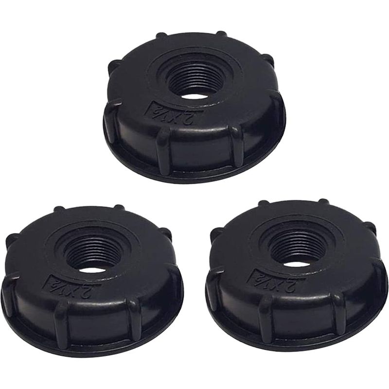 3er-set Ibc-tankdeckeladapter Aus Kunststoff Mit S60x6-schnellkupplung Und 1/2"-anschluss Für Wassertanks Mit Gewindeverbindungen Für Haus Und Garten – Schwarz
