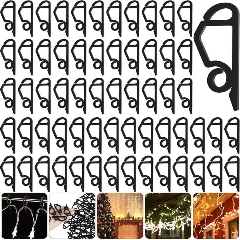 100 Weihnachtslichterclips, Dachrinnenhaken Für Außenbeleuchtung, Lichterclips Für Weihnachtsdekoration, Für Lichterketten Und Zur Befestigung (schwarz)