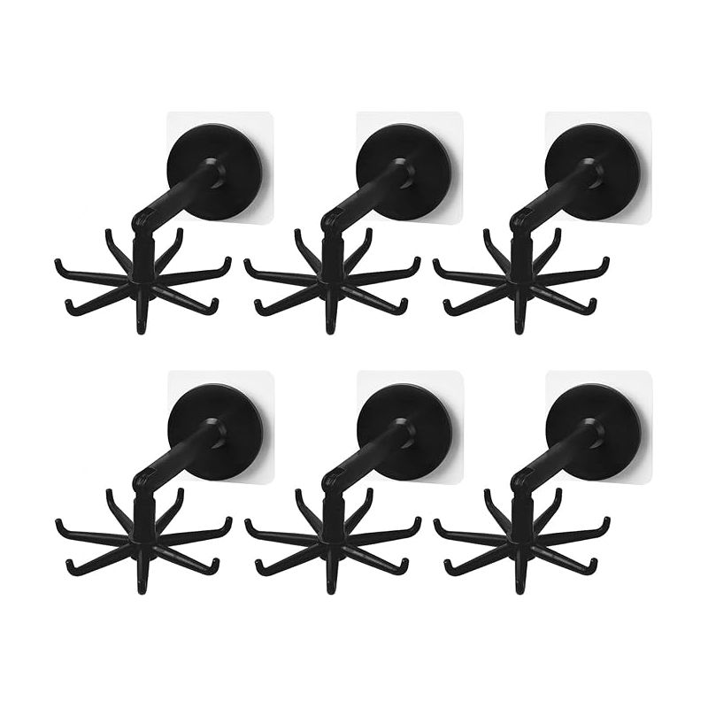 6-teiliges Drehbares Wandhaken-set Für Die Küche, 360° Drehbarer Klapphaken Mit 7 Haken Für Küche, Badezimmer, Küchenschrank (schwarz)