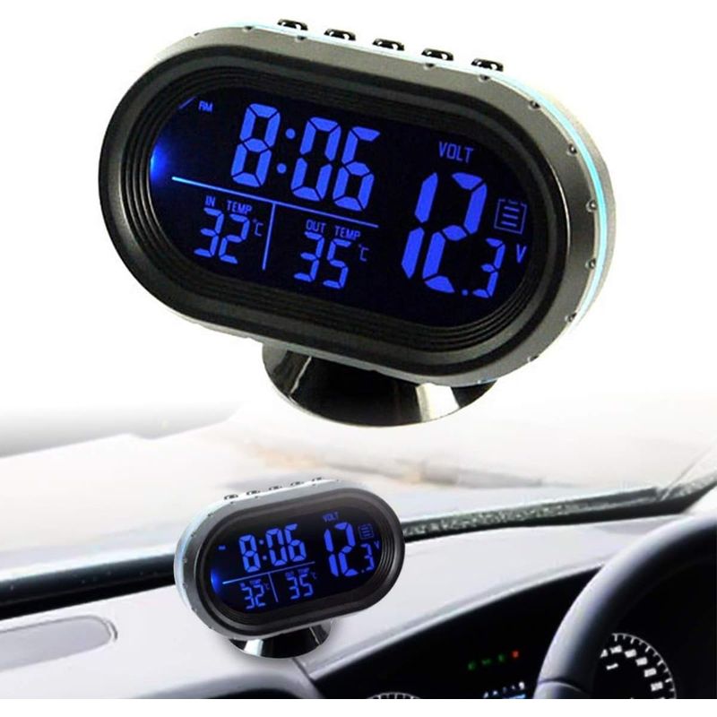 Autouhr, Digitalthermometer, Voltmeter, Wecker, Gehärtetes Lcd-thermometer Mit Temperatur-/zeitanzeige