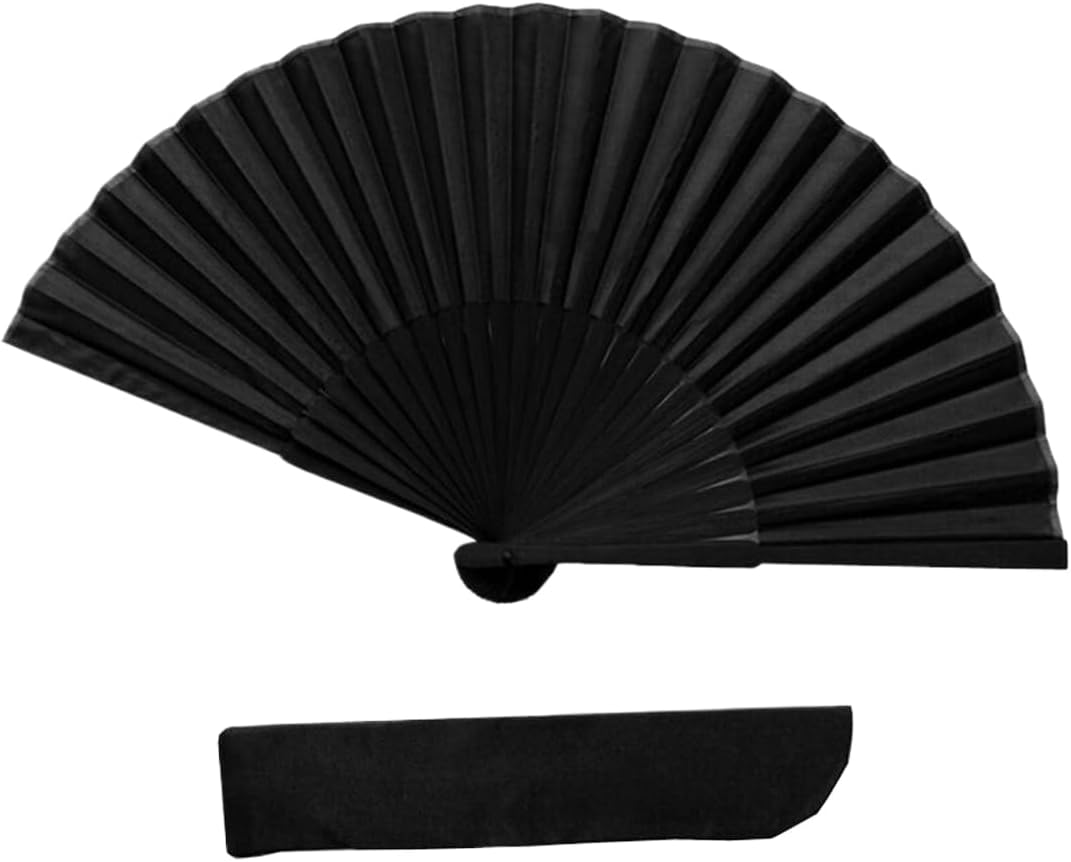 Schwarzer Chinesischer Seidenhandfächer - Tragbar Und Faltbar, Perfekt Für Hochzeiten, Fotografie, Shows, Geschenke Und Dekorationen，traditionelles Design, Leicht Von Hand Zu Falten