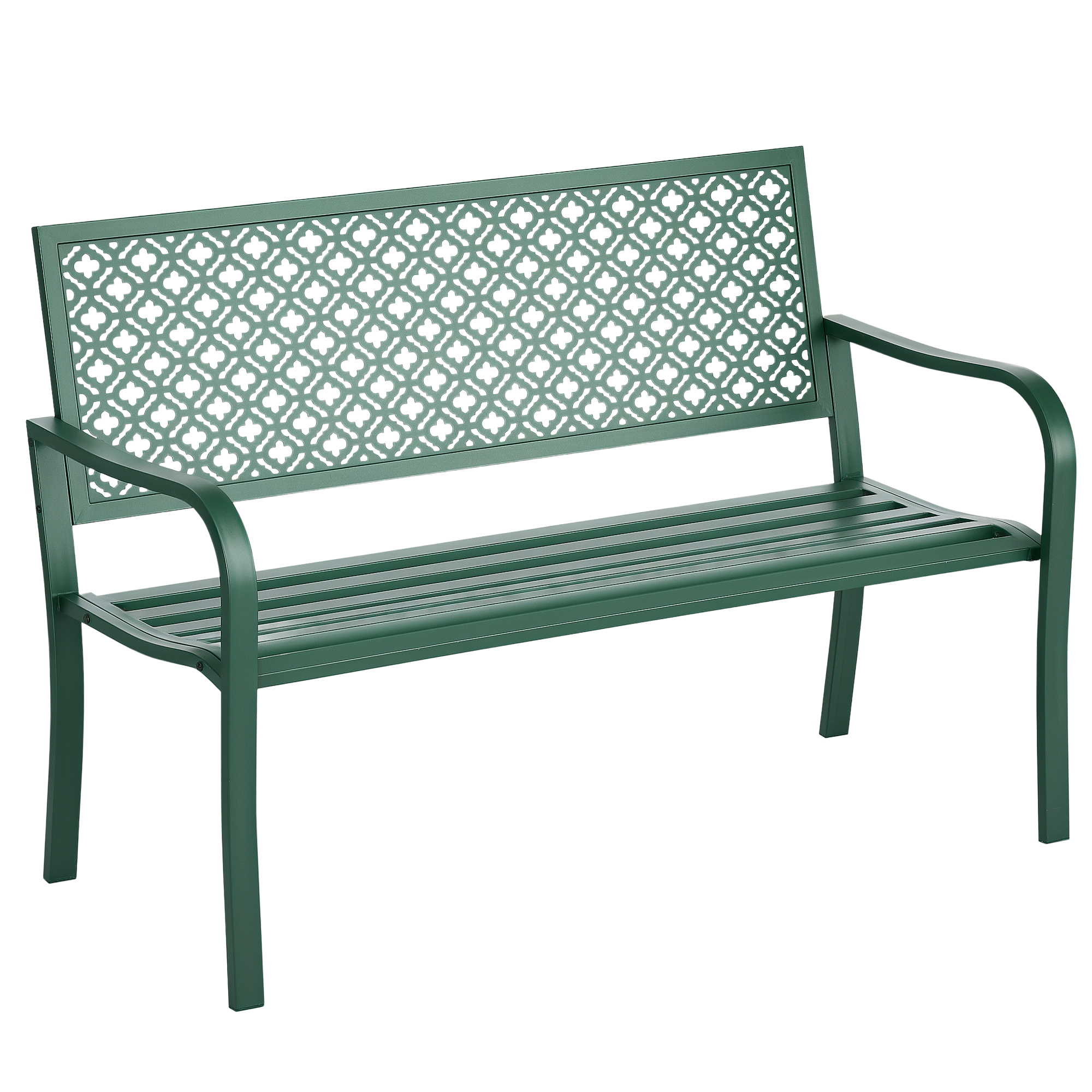 Gartenbank 2-sitzer Aus Stahl Mit Rückenlehne Blumenmuster Außenbank 127 X 63 X 83 Cm Dunkelgrün
