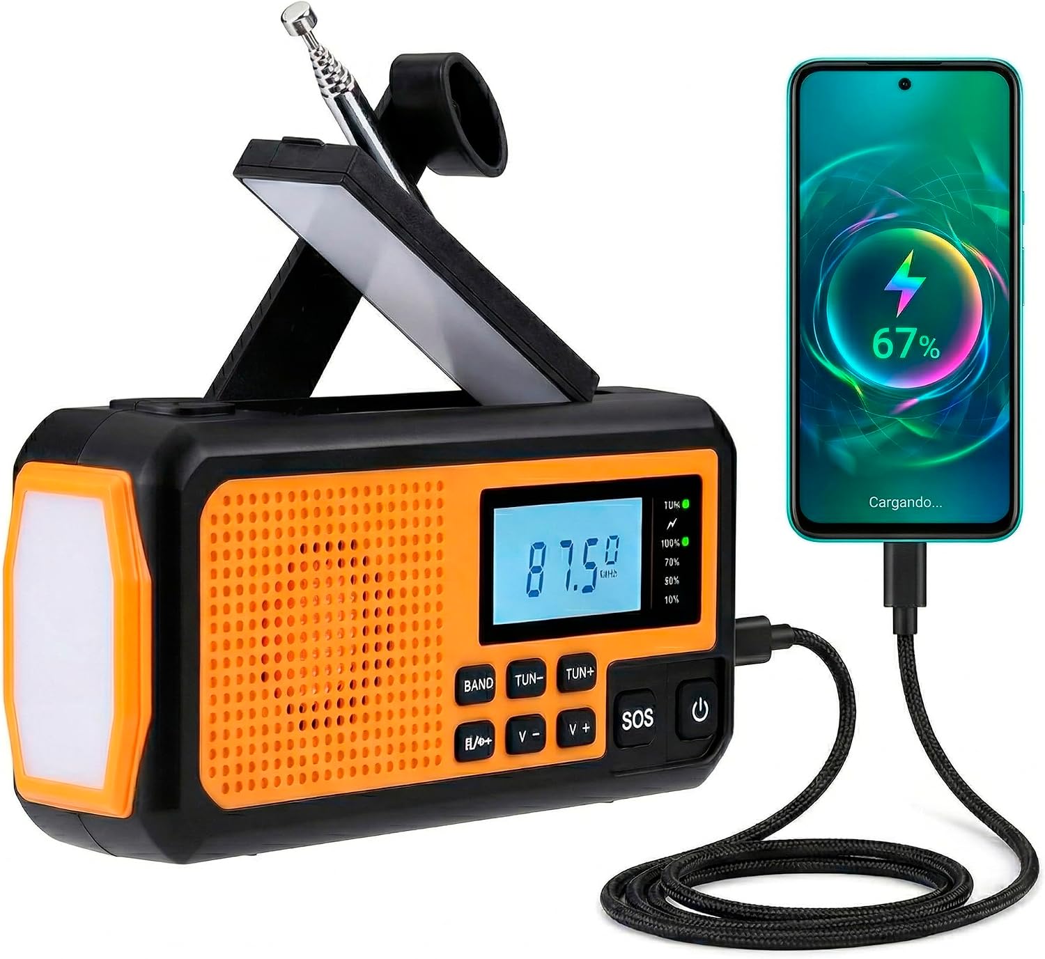 Nk Solar-notfallradio – 4000mah Powerbank, Fm/am/sw, Led-taschenlampe, Lcd-display, Sos-alarm, Handkurbel & Usb/aaa-betrieb – Ideal Für Camping & Wandernn