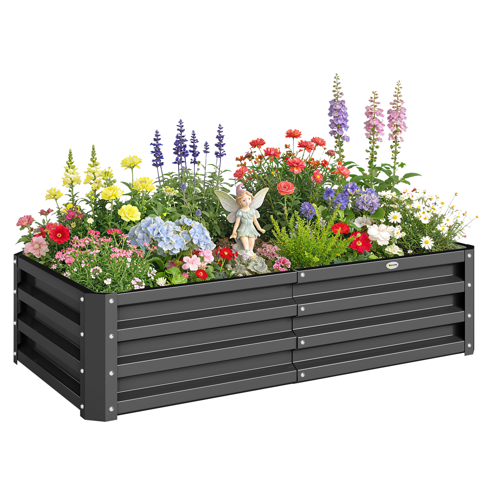 Hochbeet Garten Rechteckig Aus Wellblech Stahl Gemüsebeet 120 X 60 X 30,5 Cm Grau