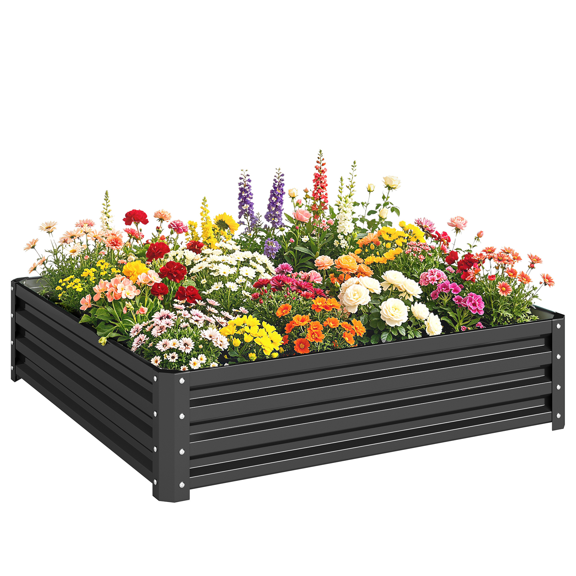 Hochbeet Garten Aus Verzinktem Stahl Gemüsebeet 120 X 120 X 30 Cm Grau