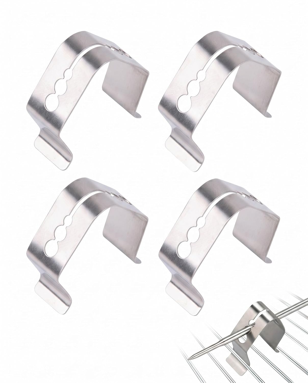 4x Thermometer Halter Edelstahl, Universal Clip Für Bratenthermometer & Temperatursensoren Mit Mehreren Öffnungen Für Grill, Ofen, Smoker – Präzise Kerntemperatur Messung.