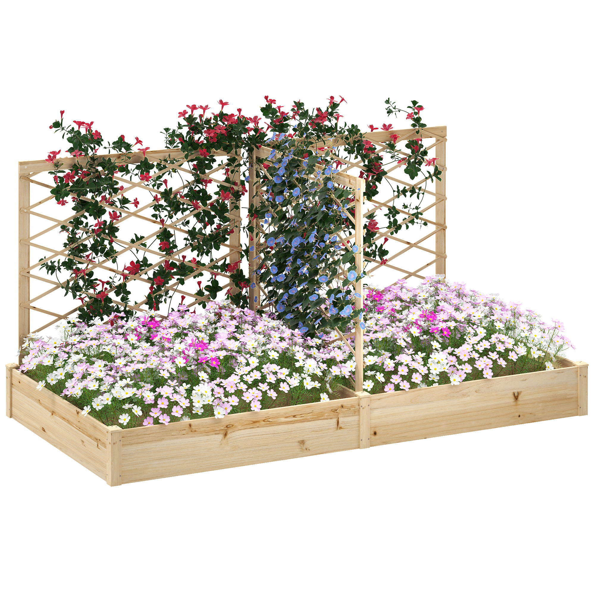Pflanzkasten Mit 3 Rankgittern Modular Holz Blumenkasten Für Balkon Terrasse Patio 222 X 114 X 109 Cm Holzoptik