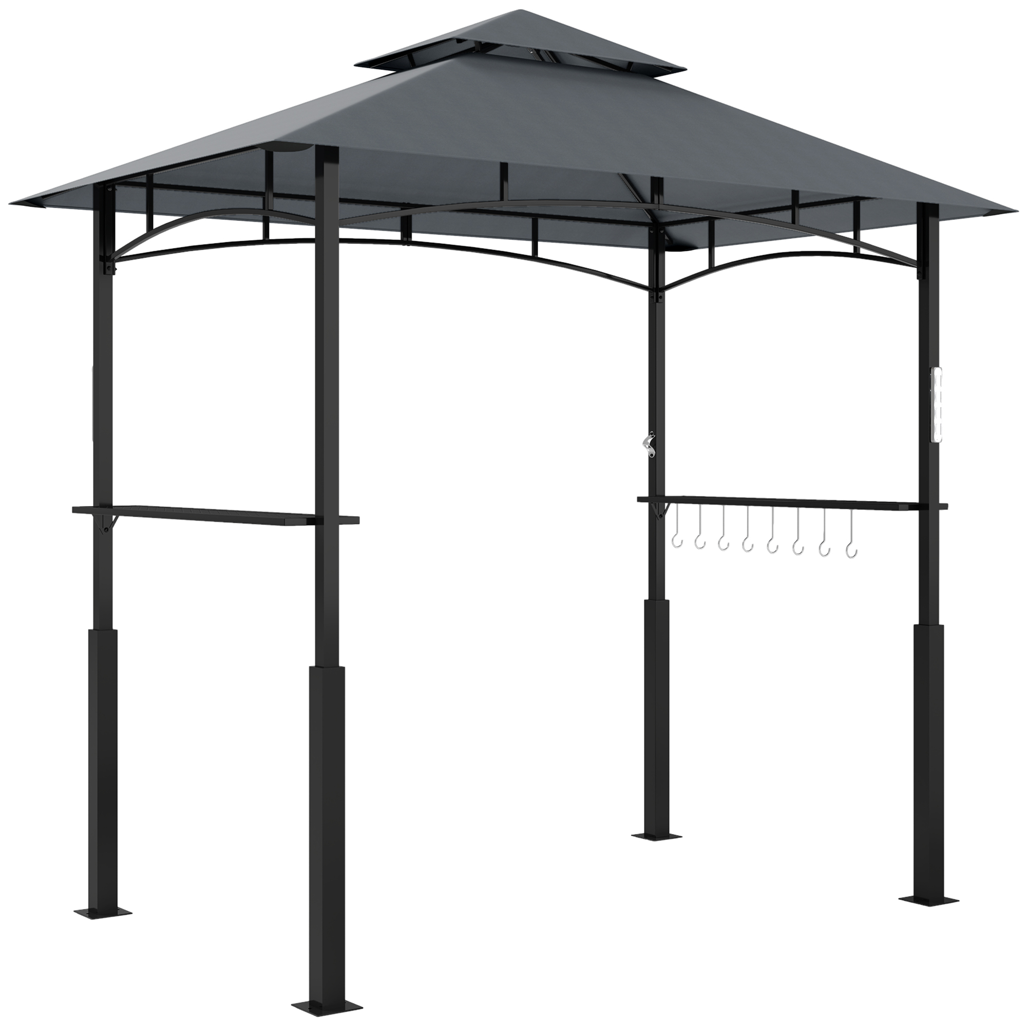 Grillpavillon Bbq Pavillon Mit 2 Ebenen Led-beleuchtung Für Garten Feiern 240 X 150 X 250 Cm Dunkelgrau