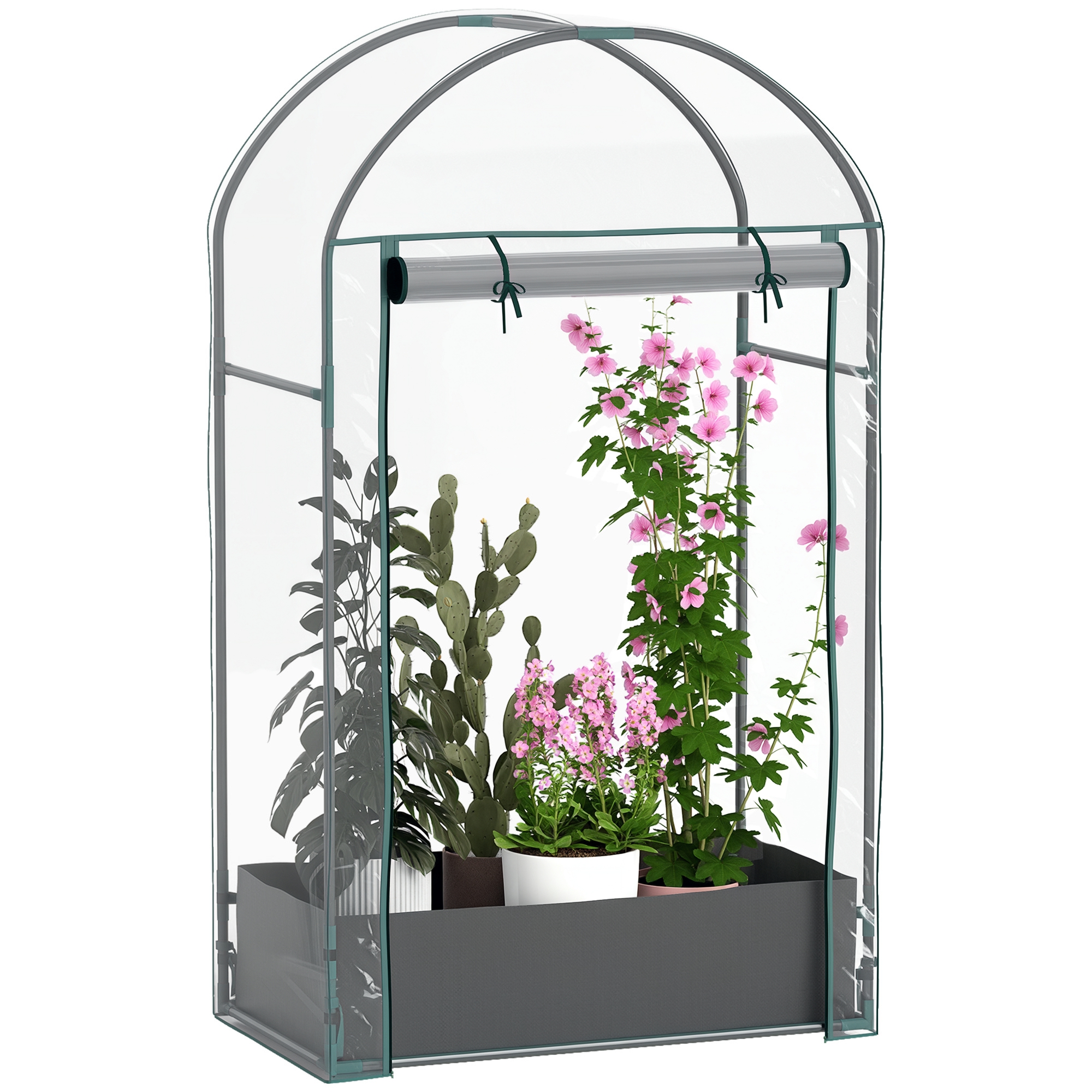 Mini Gewächshaus Balkon Mit Pflanztasche Verstärkter Kunststoffabdeckung Rolltür Transparent