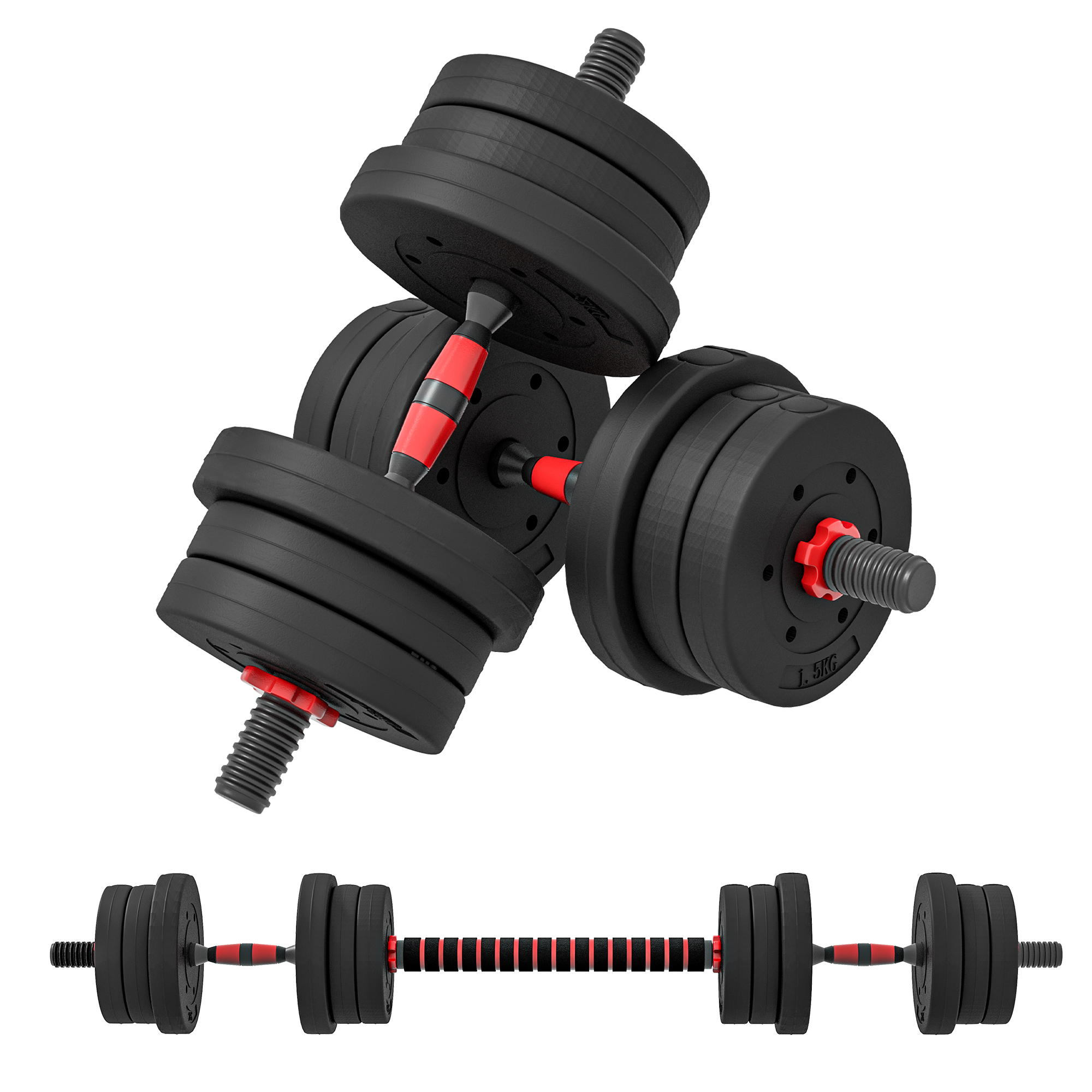 Kurzhantel Set 20 Kg 2 In 1 Verstellbare Hanteln Mit Stangen Krafttraining Gewichtheben