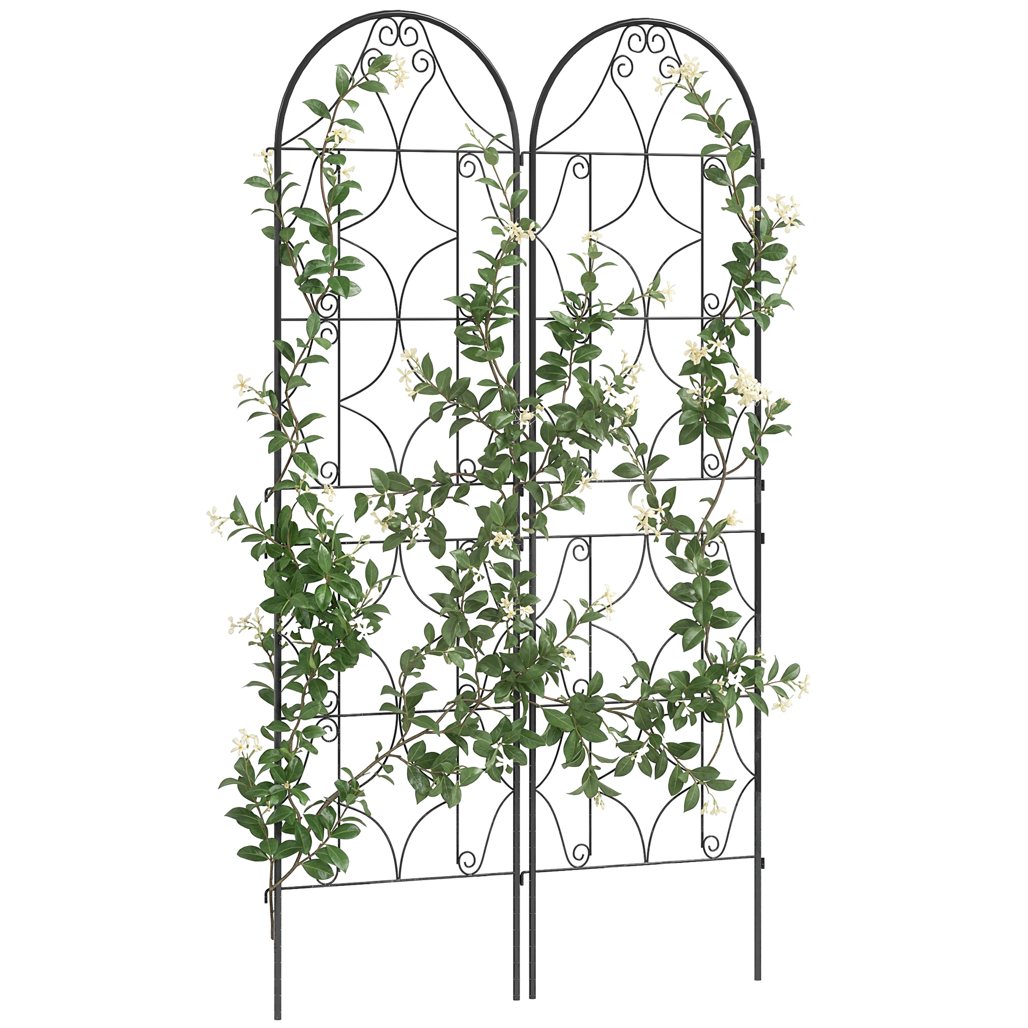 Rankhilfe Kletterhilfe Garten 2er Set Rankgitter Für Weinreben Blumen Gemüse Aus Metall 50 X 180 Cm Schwarz