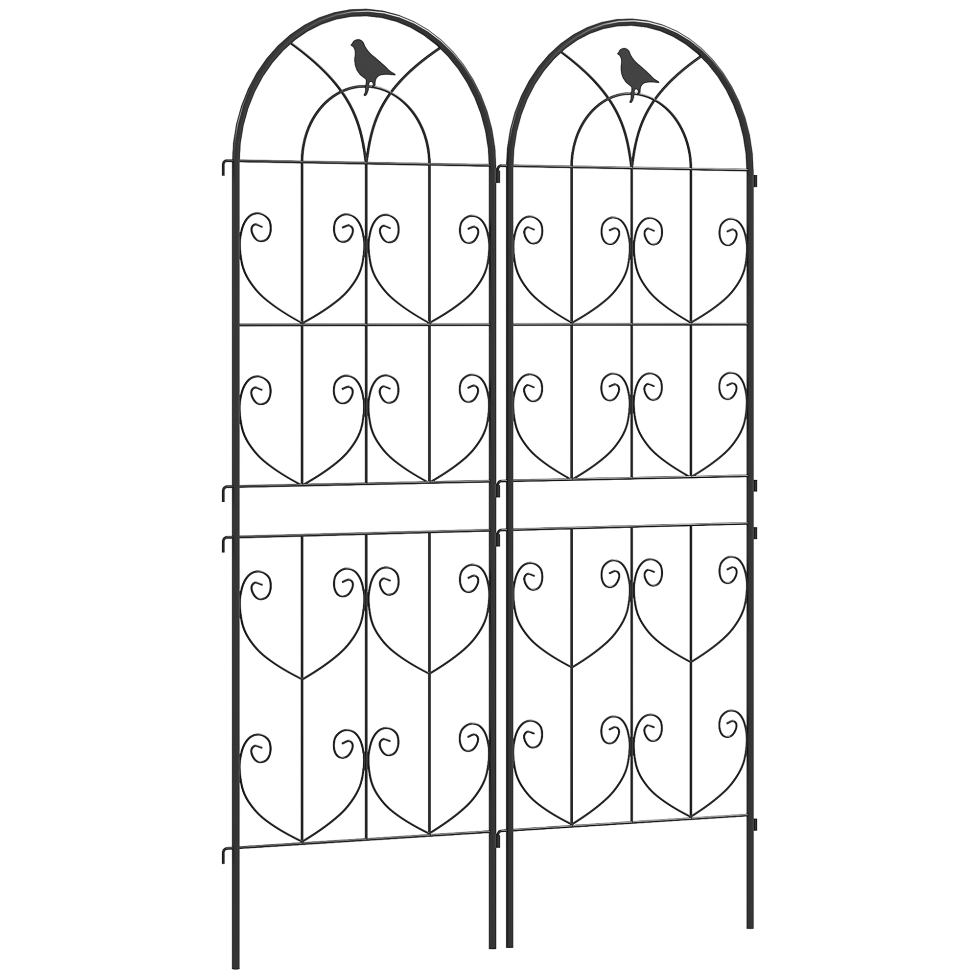 Rankhilfe Kletterhilfe Garten 2er Set Rankgitter Mit Vogelmotiv Für Gemüse Weinreben Blumen Aus Metall 50 X 150 Cm Schwarz