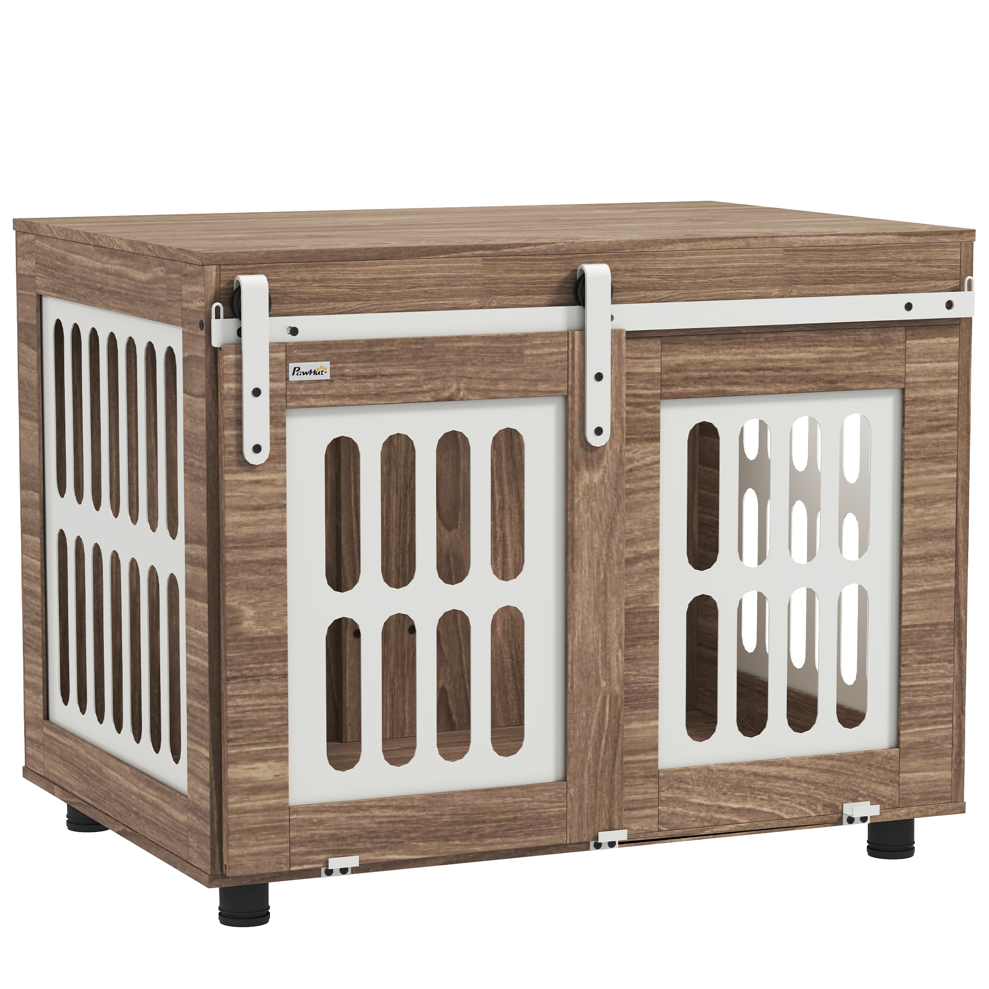 Hundebox Möbel Mit Schiebetür Für Mittelgroße Hunde Beistelltisch Hundehütte 80 X 59 X 63 Cm Walnuss