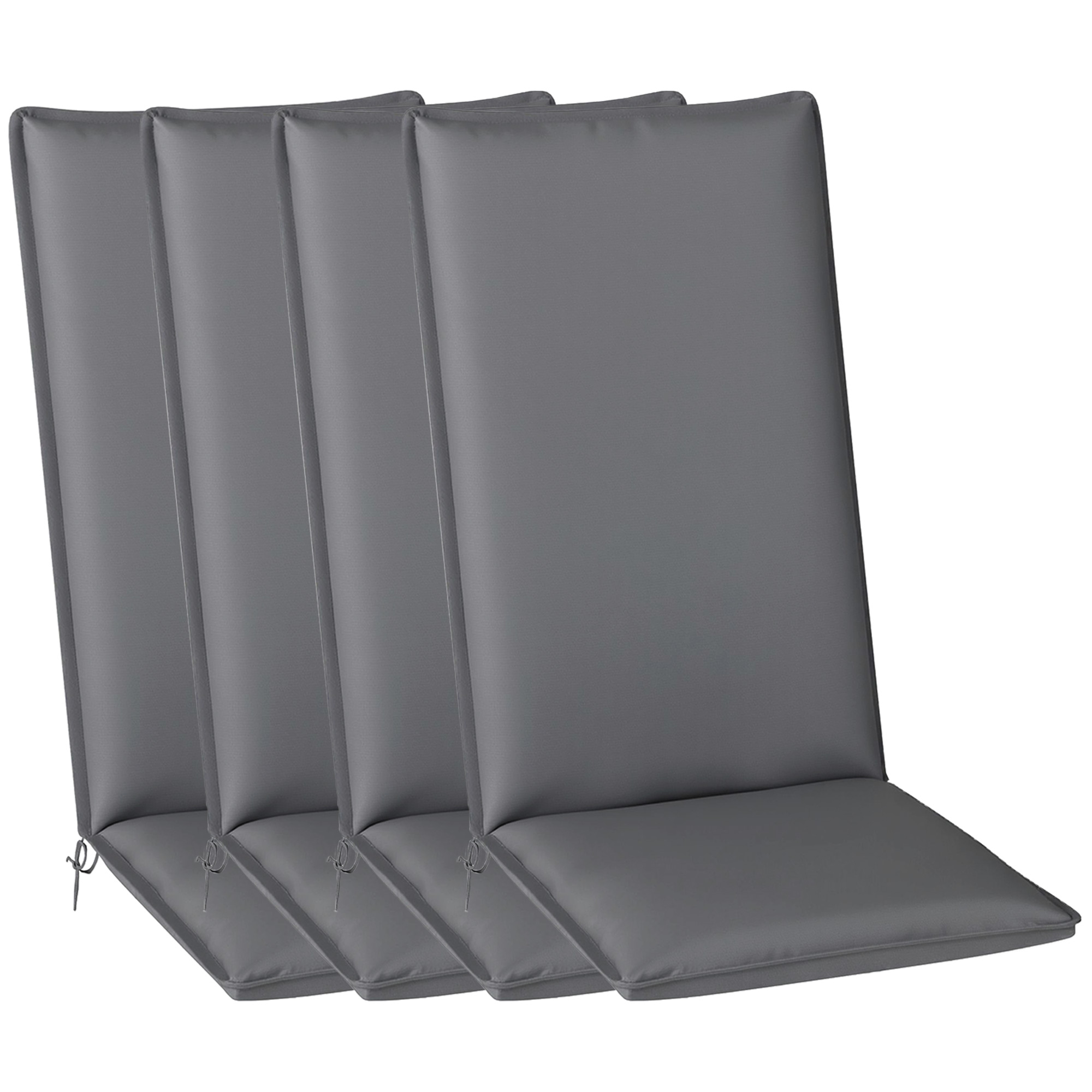 Set 4 Gartenstuhlauflagen Mit Befestigungsbändern Und Verstellbarem Gurt Uv-beständig Upf50+ 124 X 50 X 5 Cm Grau