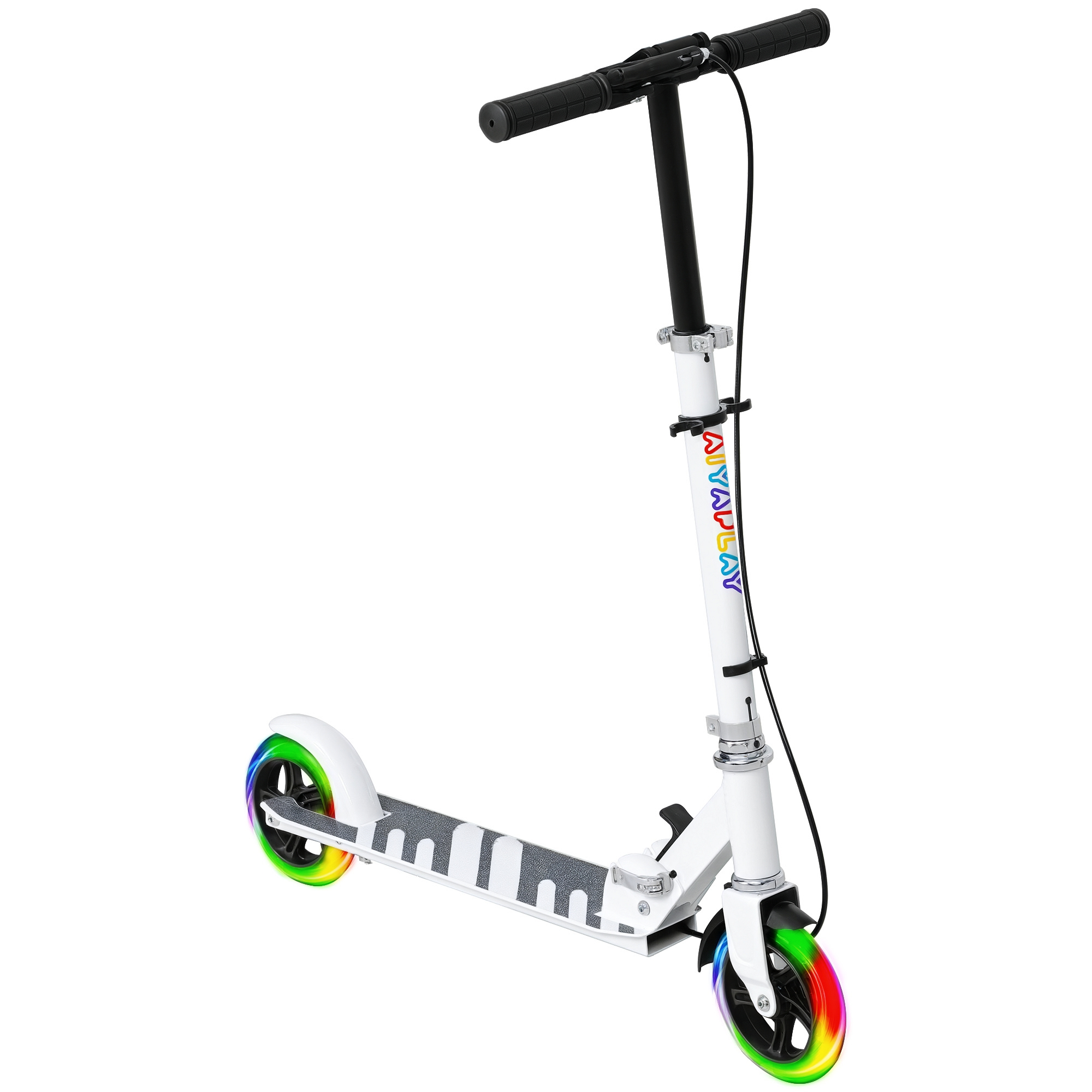 Kinderroller 3-8 Jahre Faltbar 2 Räder Mit Led-leuchträdern Höhenverstellbar 4 Stufen Weiß