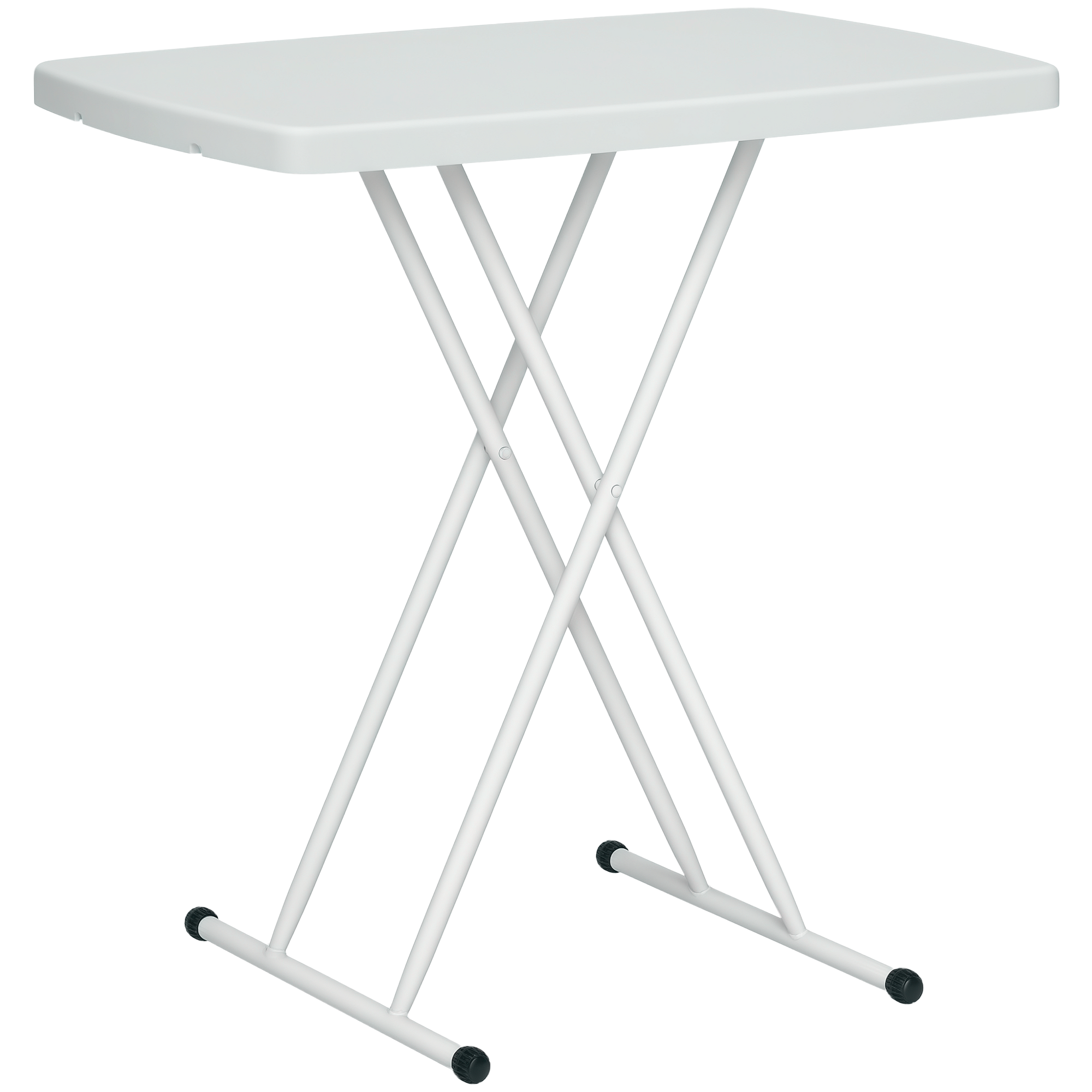 Klappbarer Beistelltisch Hdpe Gartentisch Höhenverstellbar 6 Stufen Für Terrasse Und Garten 76 X 50 X 74 Cm Weiß