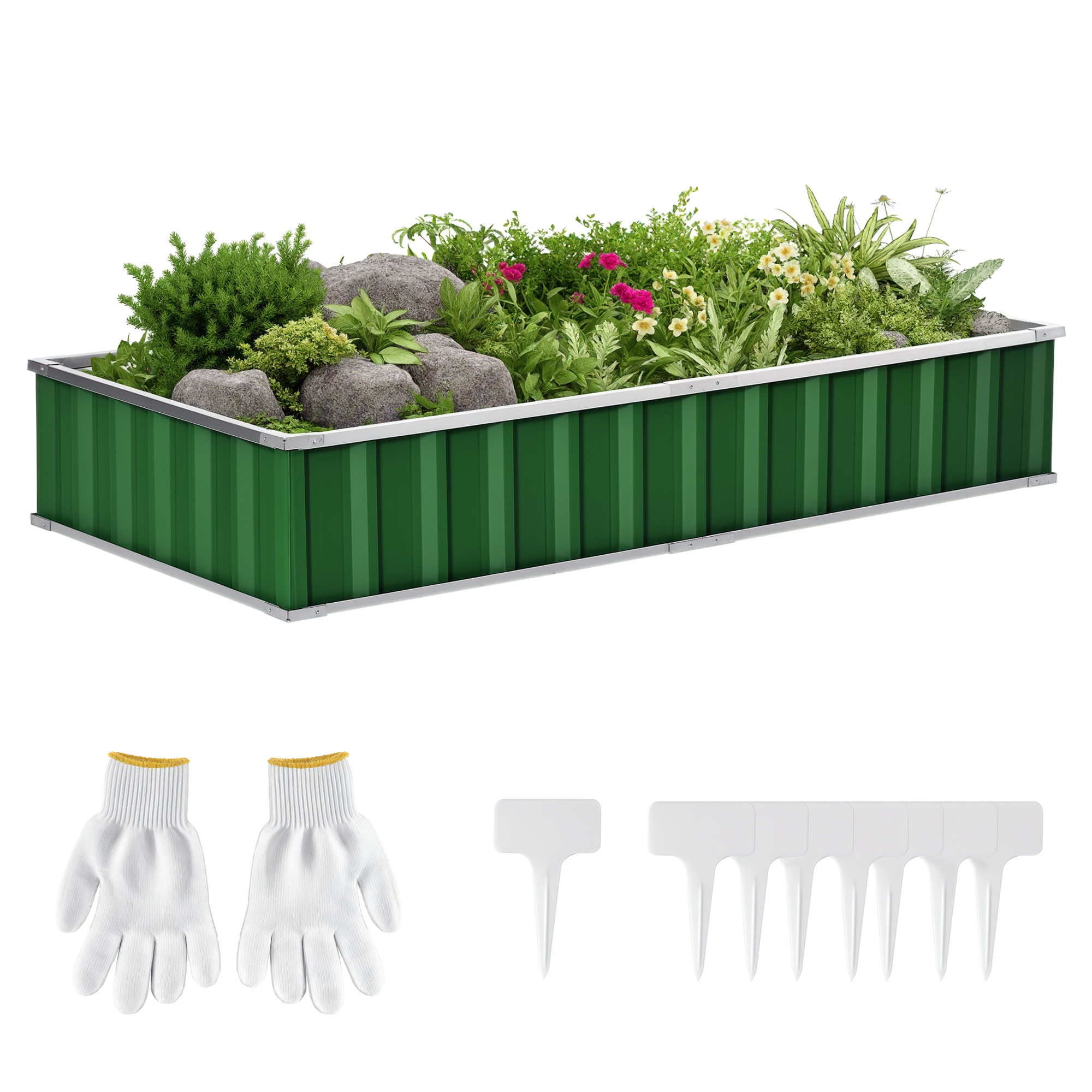 Hochbeet Gartenbeet Modular Werkzeuglose Montage Inklusive Handschuhe 174 X 90 X 30 Cm Verzinkter Stahl Grün
