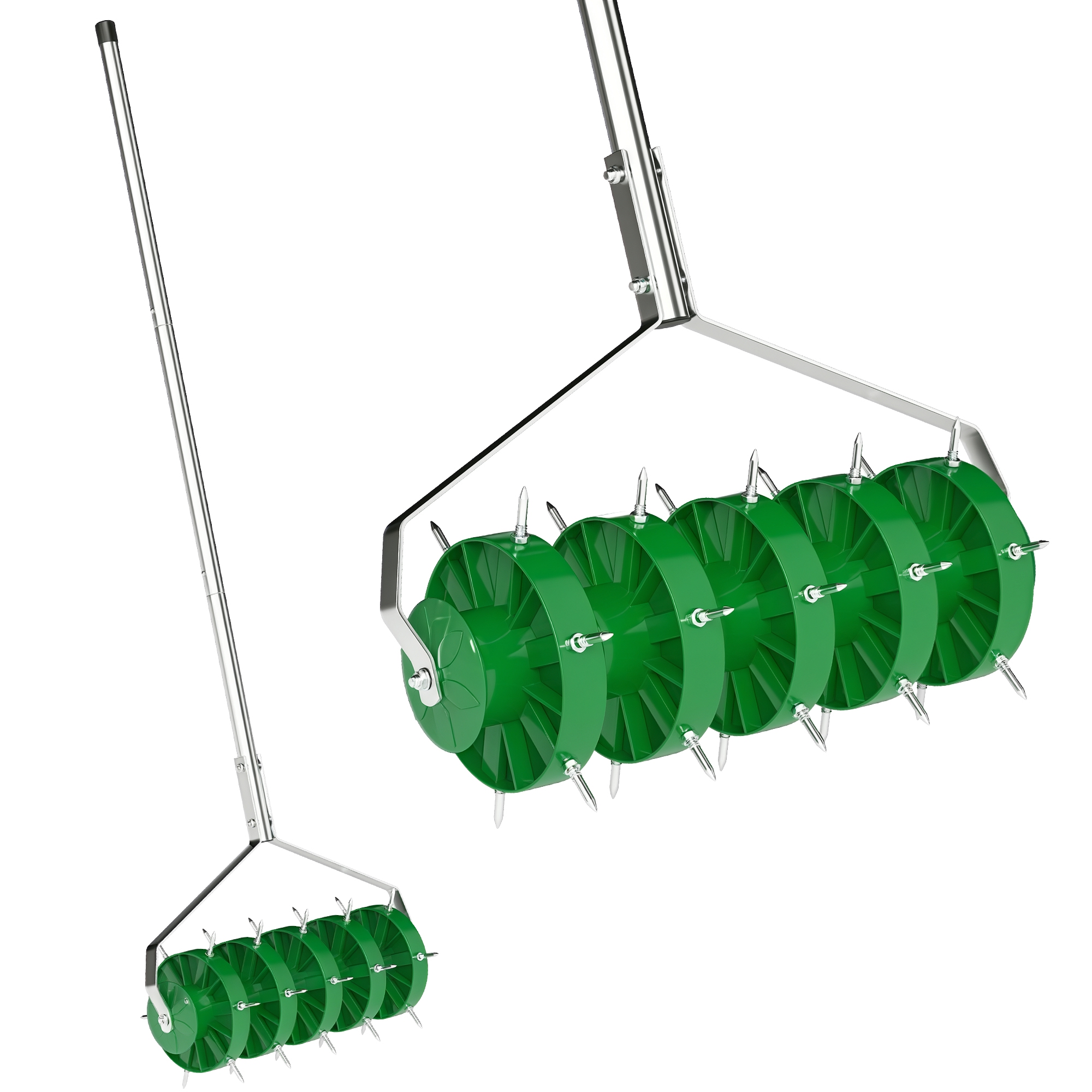 Rasenlüfter Walze Mit Abnehmbarem 3-teiligem Griff Manueller Vertikutierer Für Rasen 45 X 21 X 140 Cm Dunkelgrün