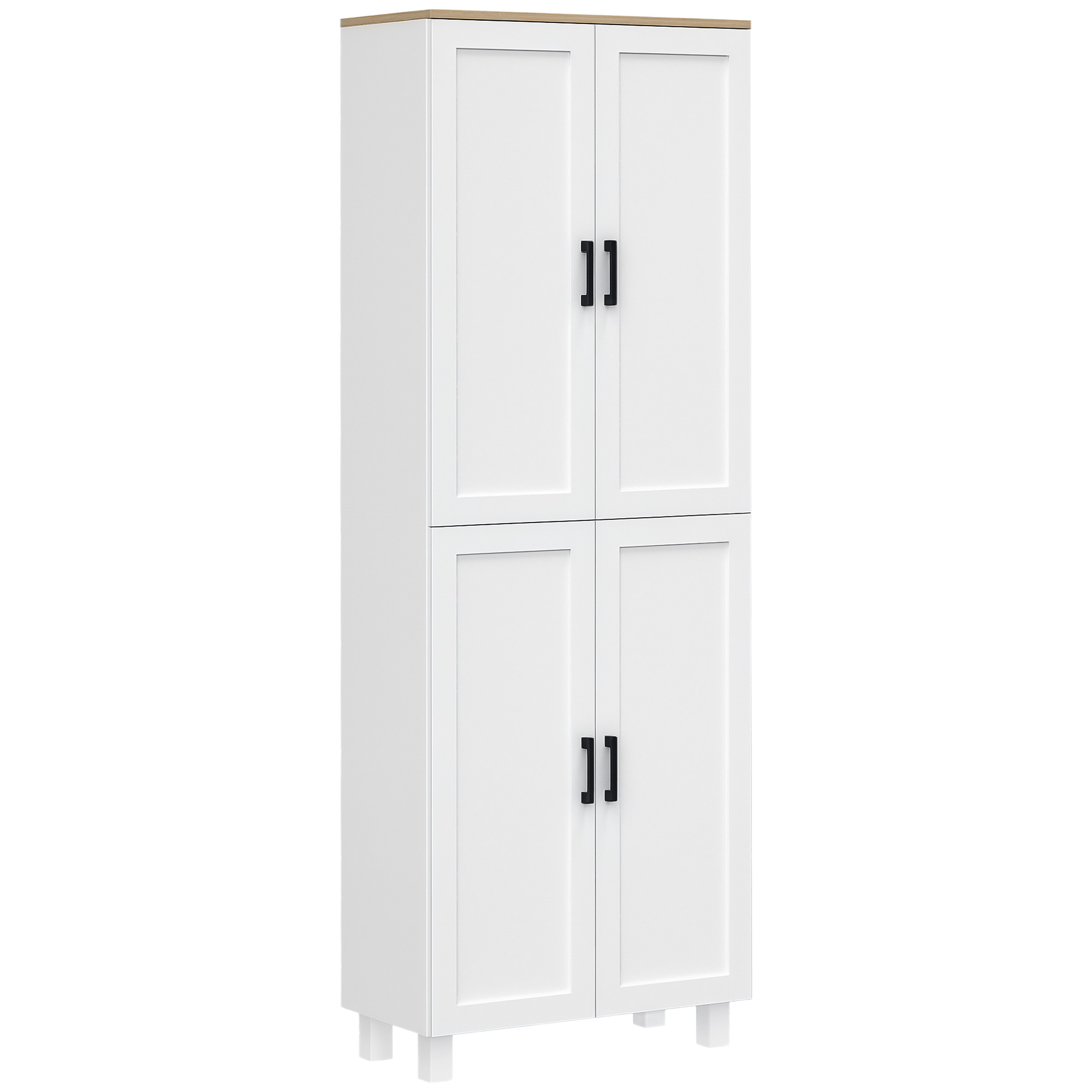 Küchen Hochschrank 170 Cm Buffet Schrank Mit 4 Türen Verstellbaren Regalen Modernes Design Weiß