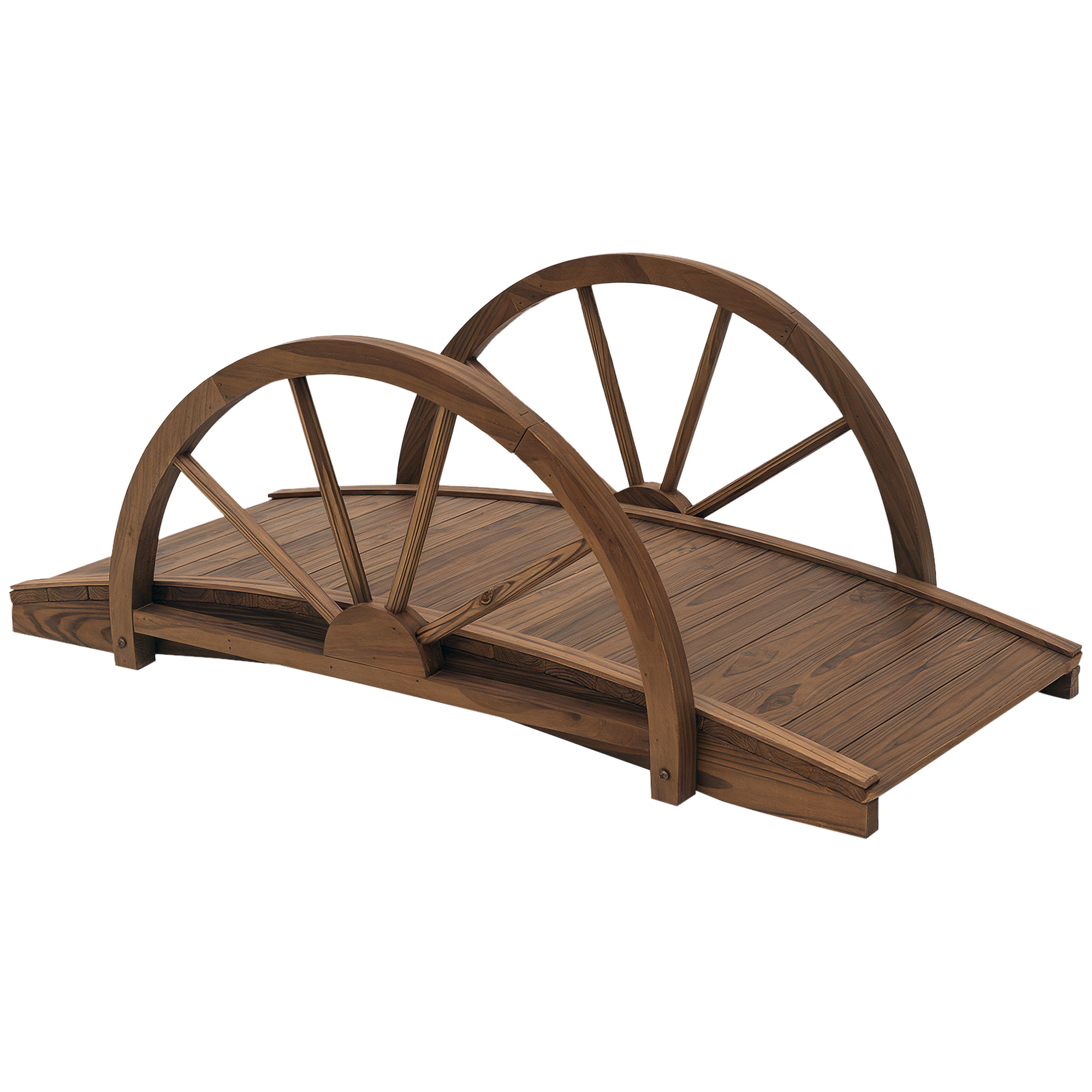 Gartenbrücke Holzbrücke Mit Halbrundem Geländer Maximale Belastung 150 Kg 100 X 50 X 37 Cm Braun