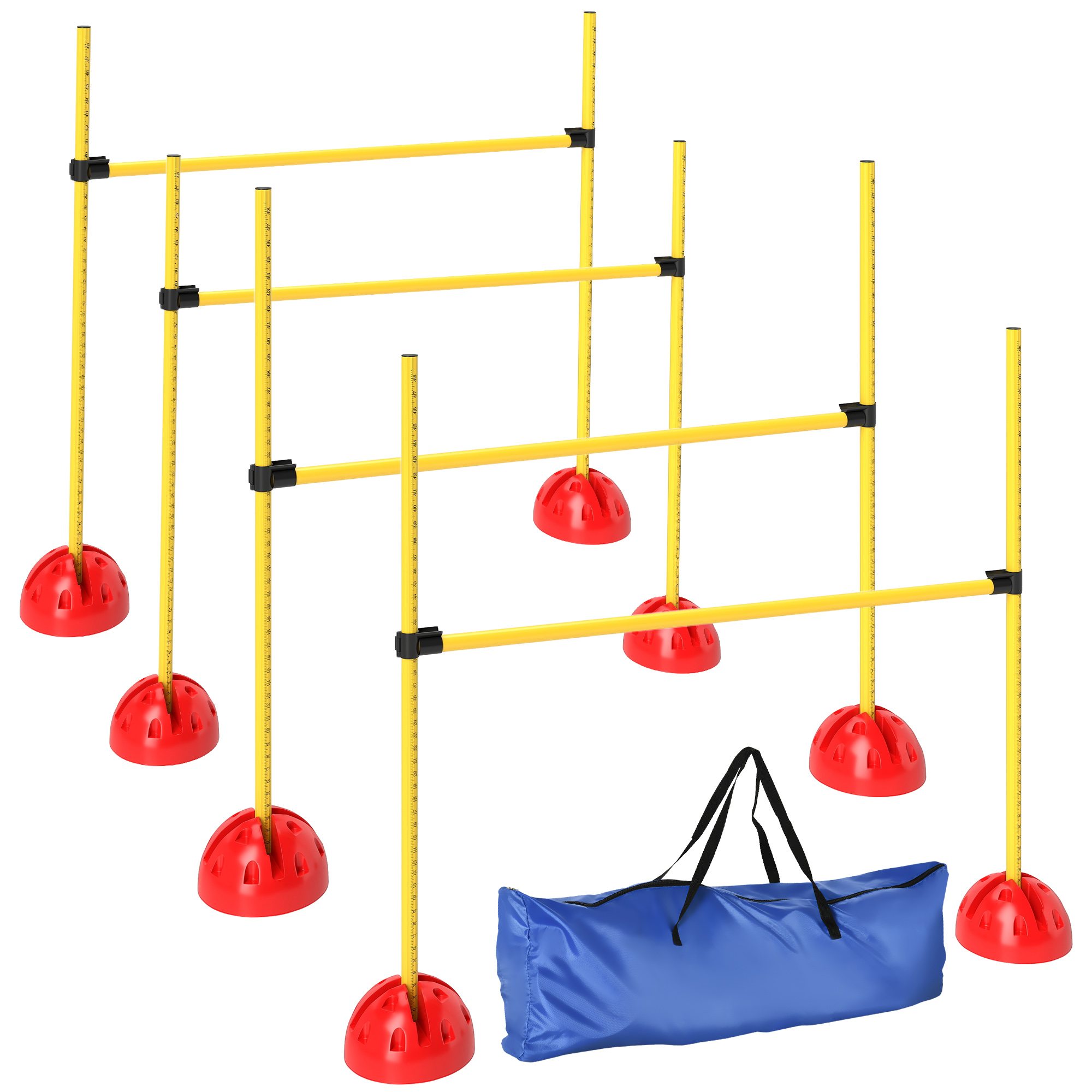 Hunde Agility Set Mit 4 Höhenverstellbaren Sprunghürden Inklusive Transporttasche Gelb Orange