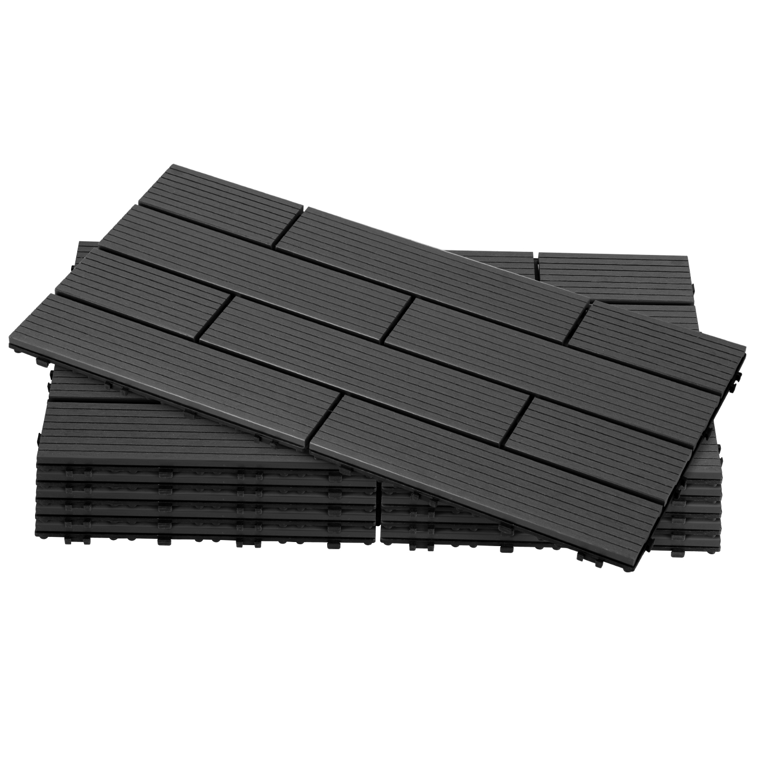 Tolletour Wpc Terrassenfliesen 30x60 Cm Anthrazit 18 Stück 3 M² Klickfliesen Garten Balkon