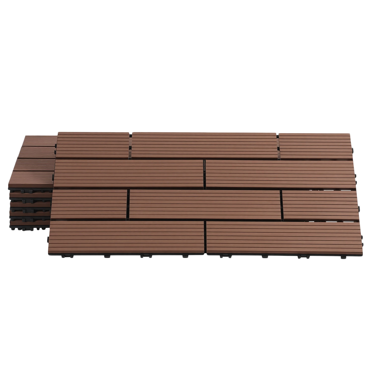 Tolletour Wpc Terrassenfliesen 30x60 Cm Rotbraun 6 Stück 1 M² Klickfliesen Garten Balkon