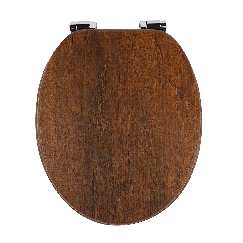 Homseat Mdf Toilet Seat With Soft Close Function, Warm Dark Brown Wood Look
