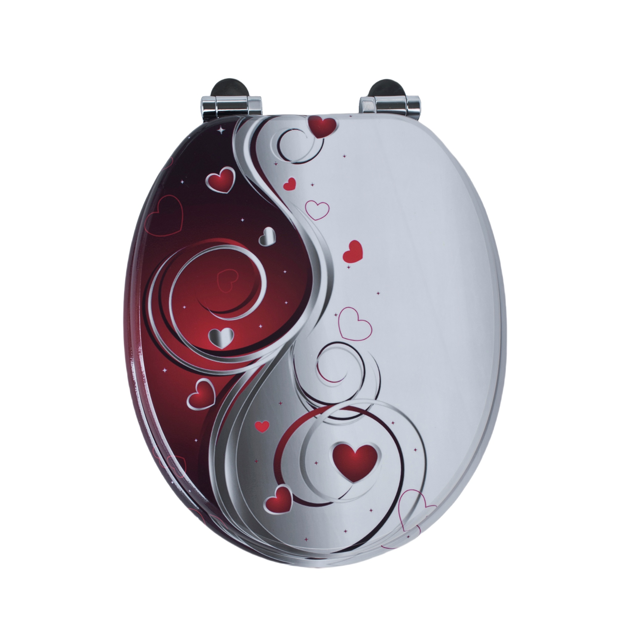Homseat Mdf Toilet Seat With Soft Close Function, Heart Pattern Finish