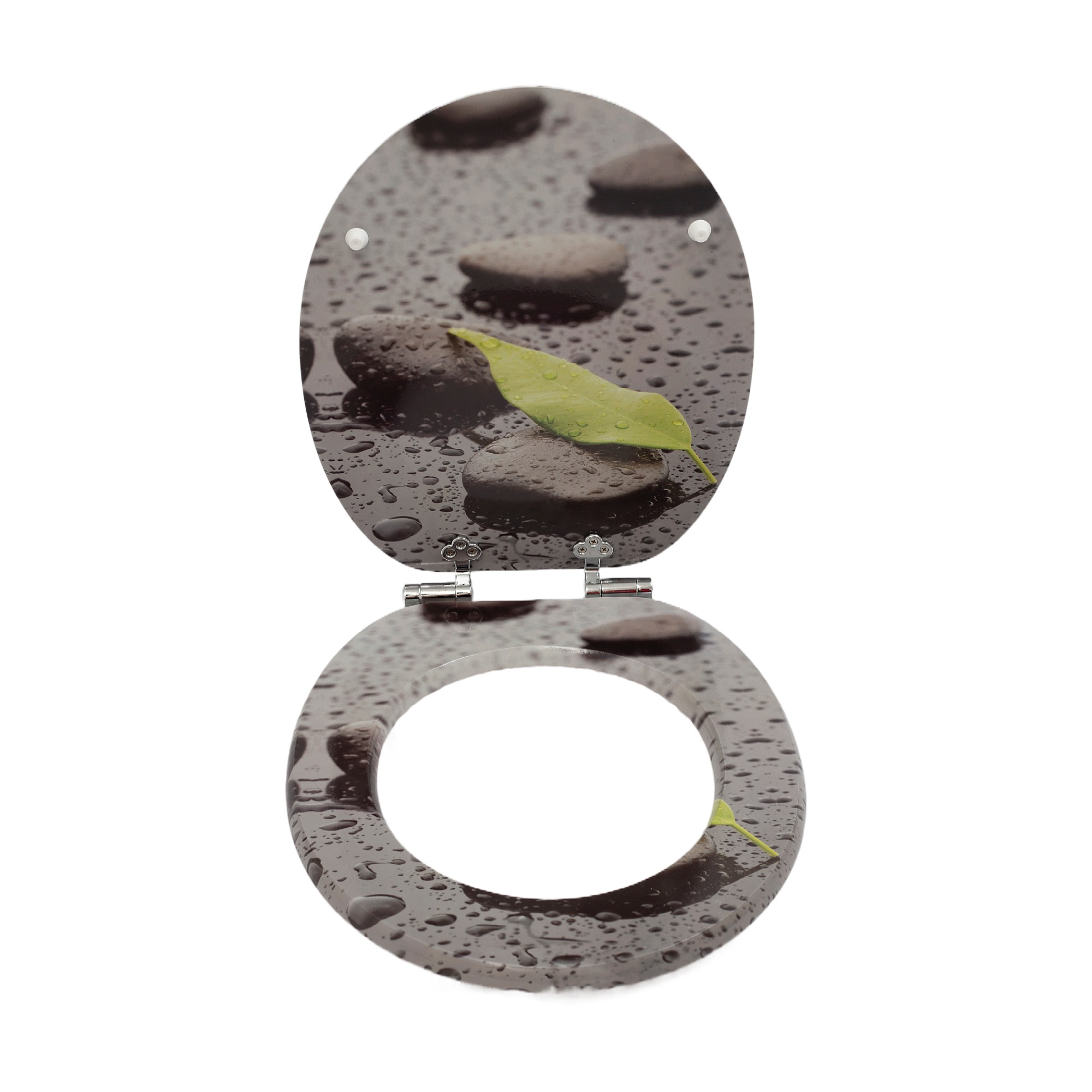 Homseat Mdf Toilet Seat With Soft Close Function, Leaf And Water Droplet Finish