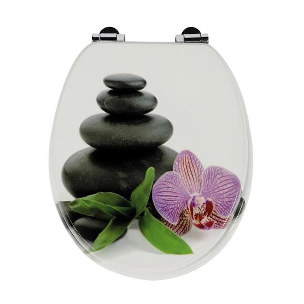 Homseat Mdf Toilet Seat With Soft Close Function, Zen Stones And Orchid Finish