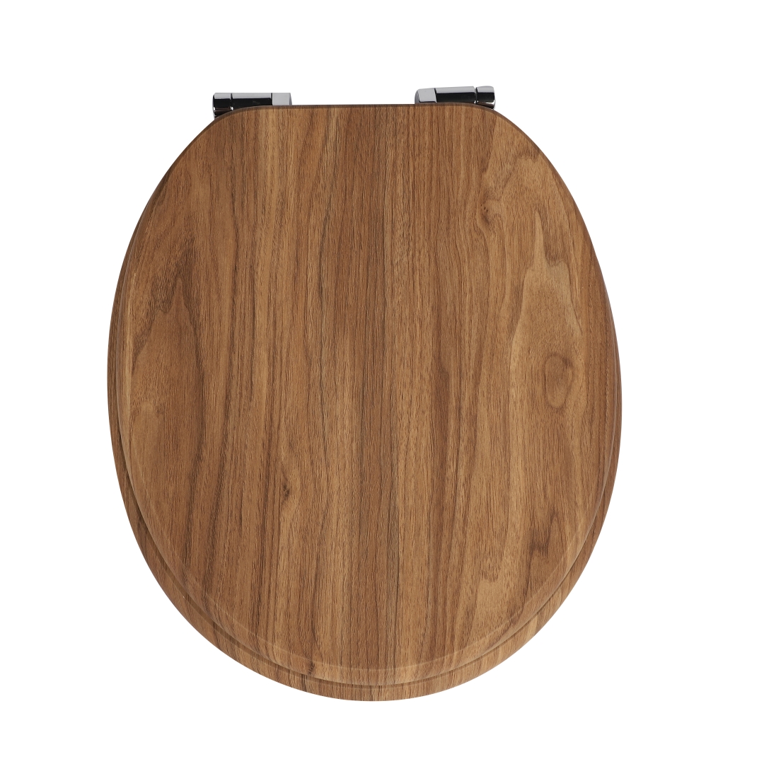 Homseat Mdf Toilet Seat With Soft Close, Wood Grain Finish, Adjustable Hinges