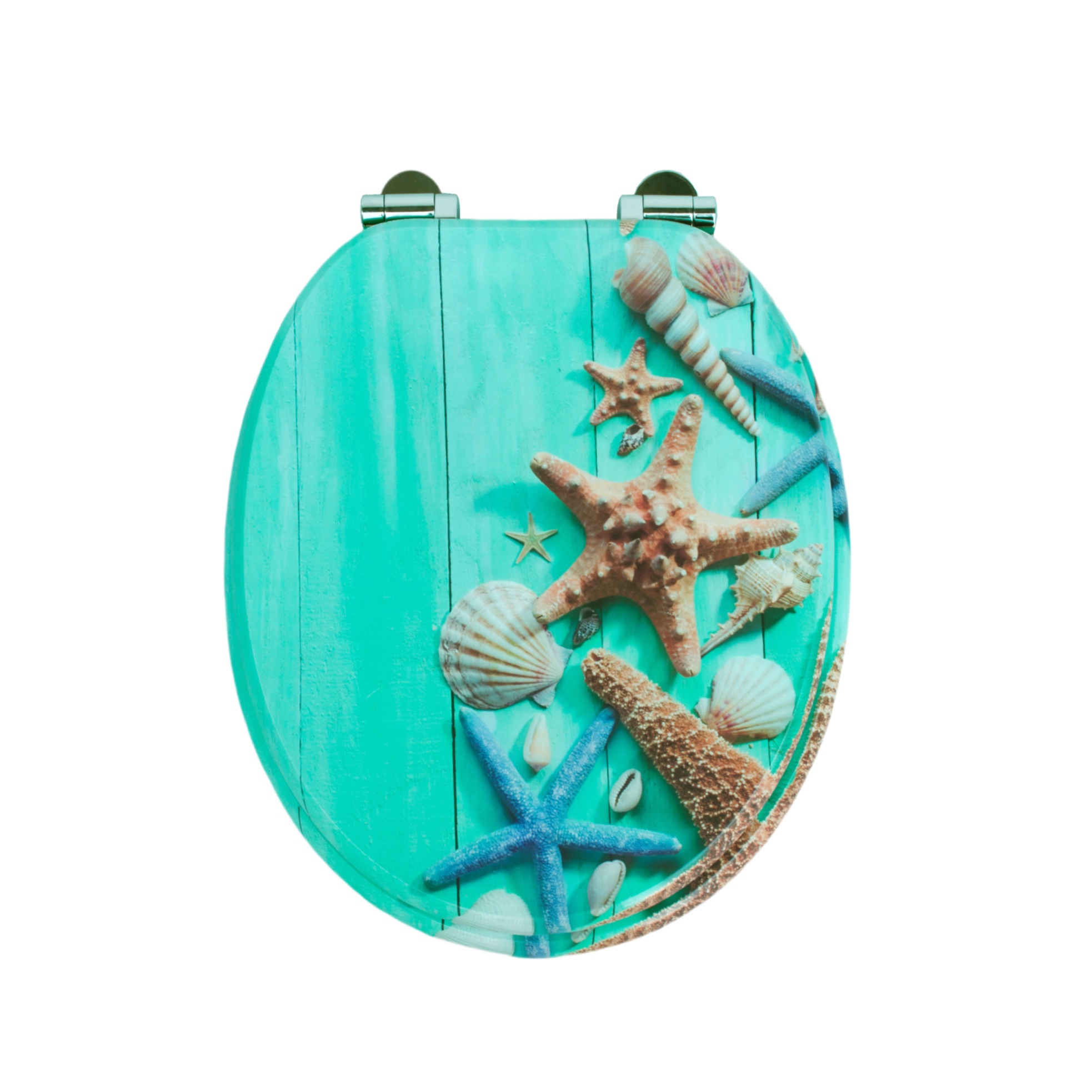Homseat Mdf Toilet Seat With Soft Close Function, Turquoise Wood Grain Finish