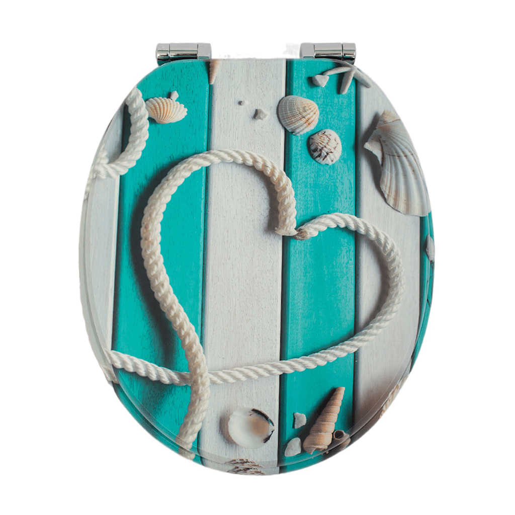 Homseat Mdf Toilet Seat With Soft Close Function, Nautical Style