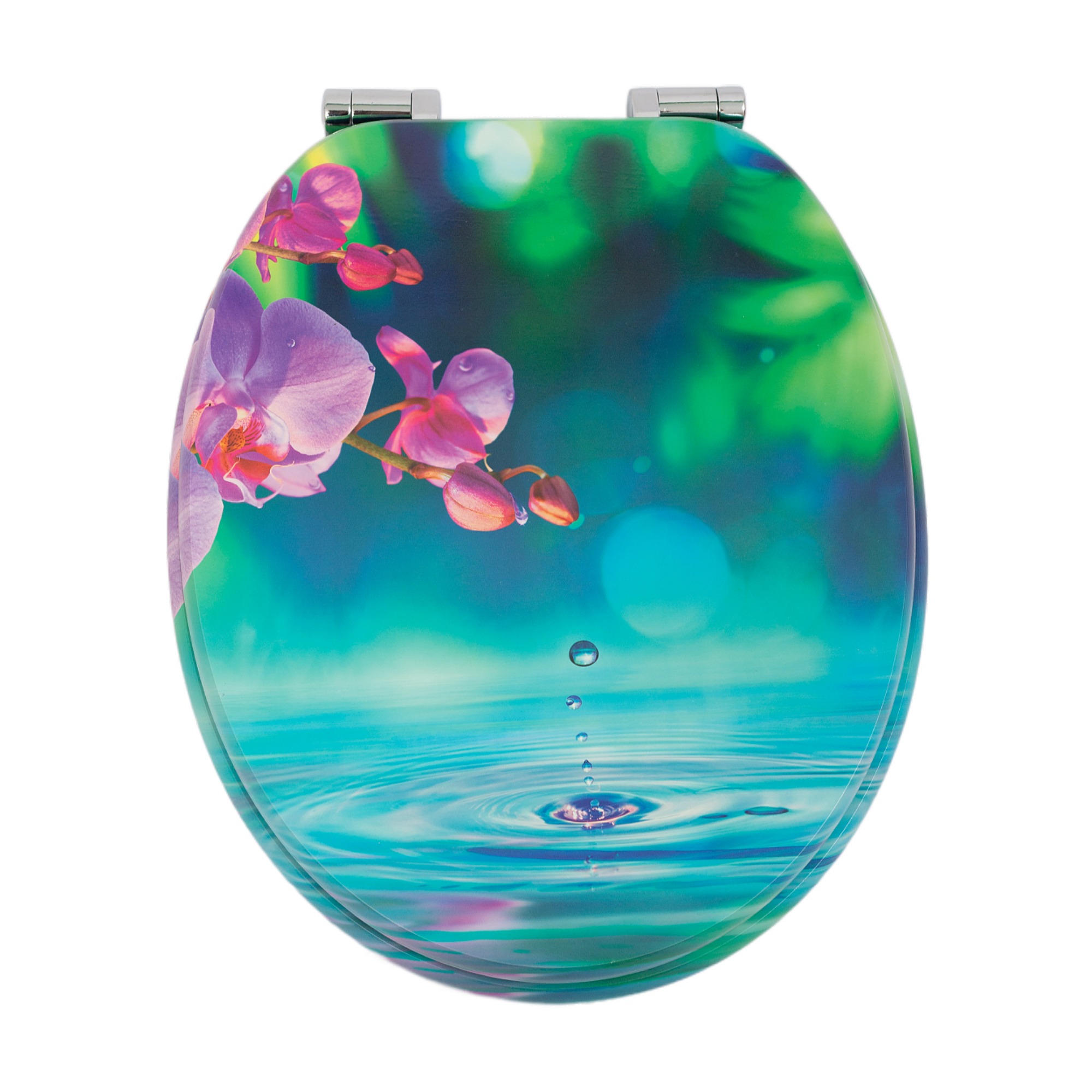Homseat Mdf Toilet Seat With Soft Close Function, Orchidee Wasser Finish