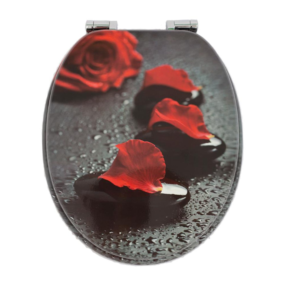 Homseat Mdf Toilet Seat With Soft Close Function, Rose Petals Finish