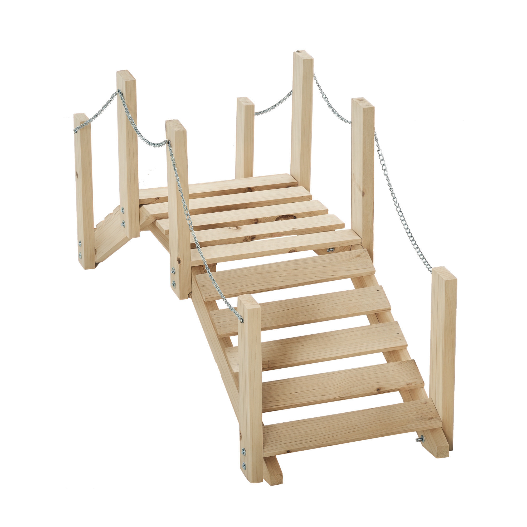 Gartenbrücke Aus Holz Mit Geländer, Dekorative Teichbrücke, Maximale Belastung 5 Kg, 100 X 32 X 48 Cm, Natur