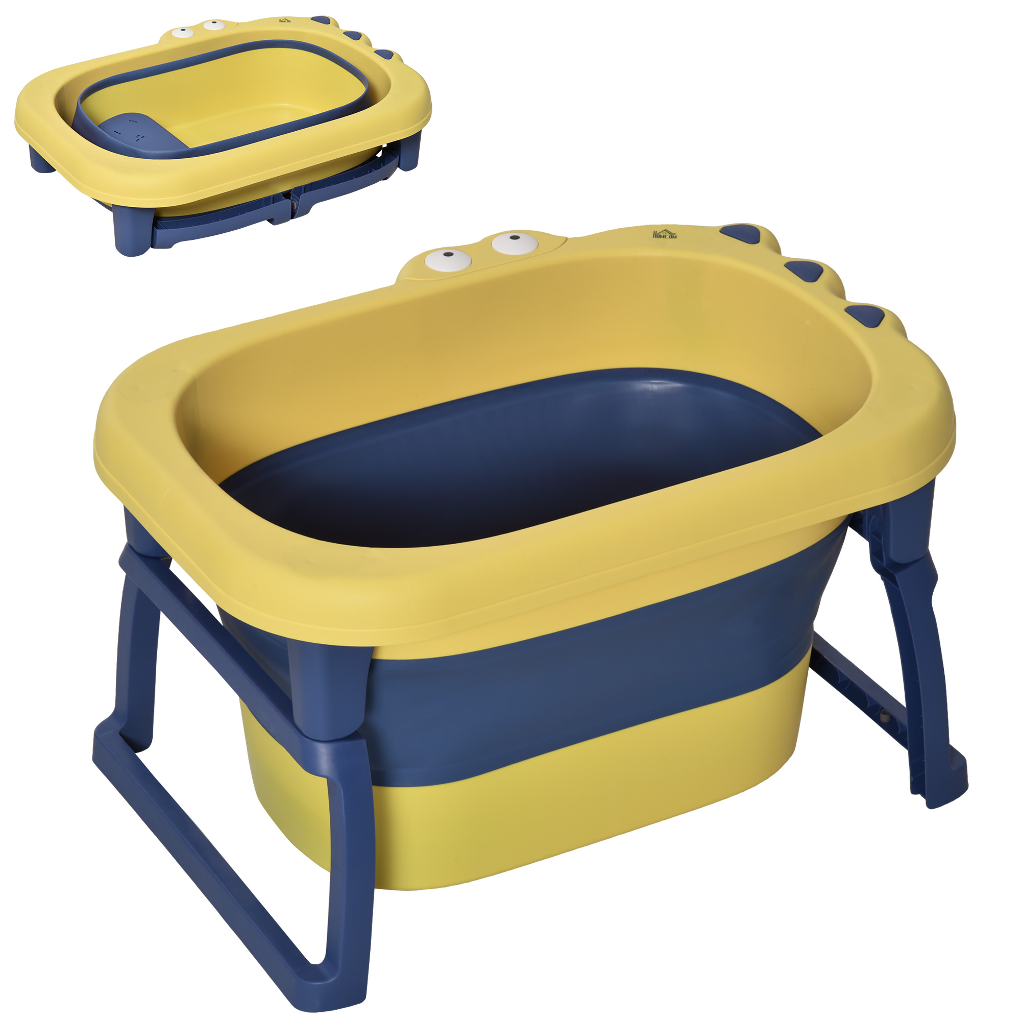 Faltbare Und Tragbare Babybadewanne Mit Rutschfesten Füßen, 75,3 X 55,4 X 43 Cm, Gelb Und Blau