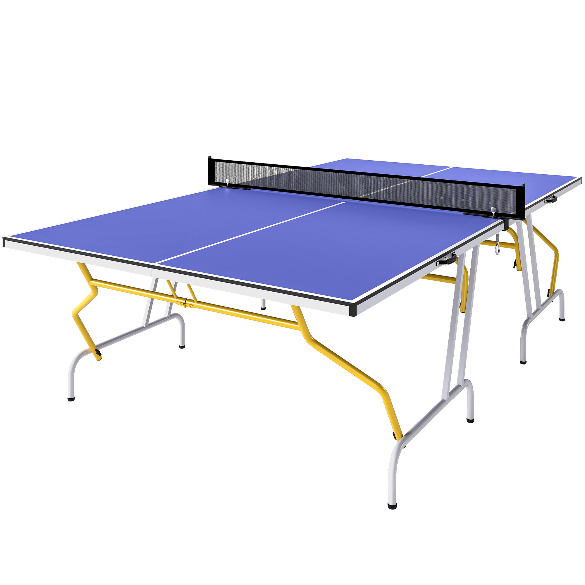 Klappbarer Tischtennistisch, Inklusive 2 Schlägern, 3 Bällen Und Netz. Für Den Innenbereich. Metallrahmen. Maße: 274 X 152 X 76 Cm. Farbe: Blau.