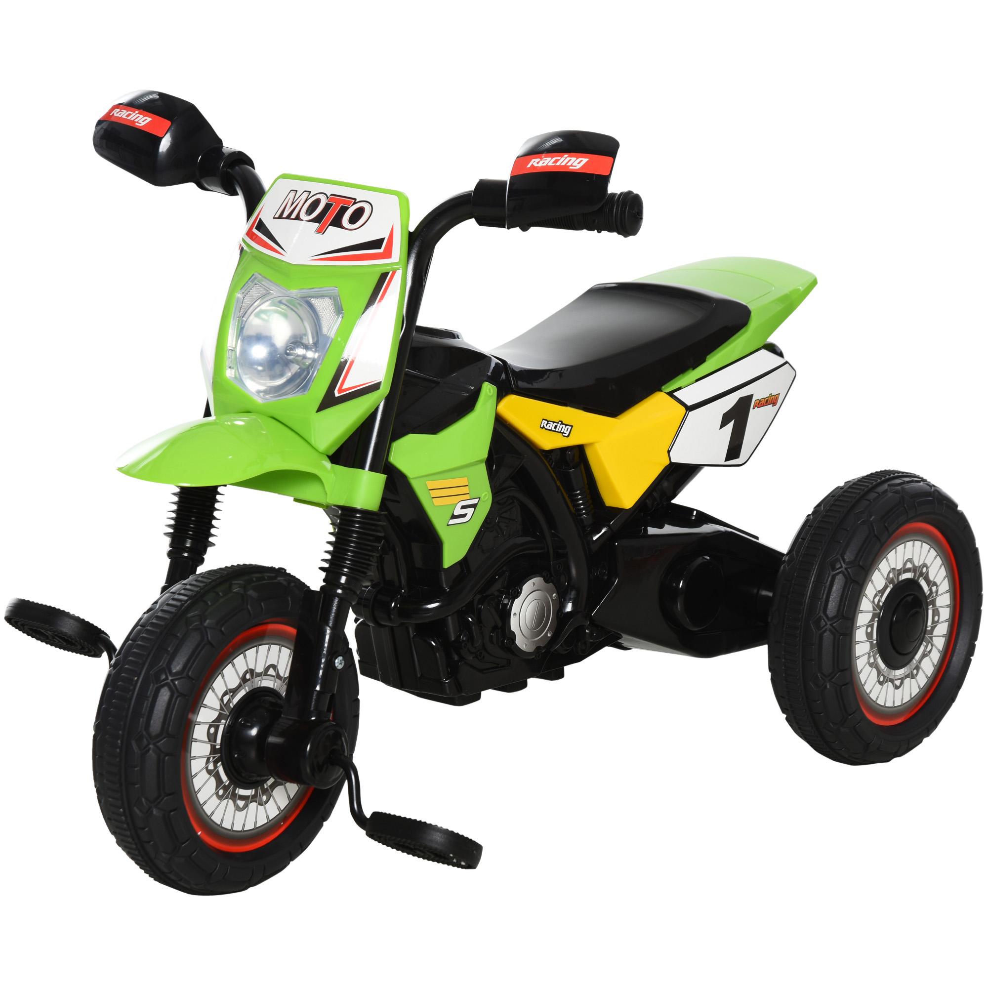 Elektrisches Motorrad Für Kinder Von 18 Bis 36 Monaten, Dreirad Mit Drei Rädern, Licht Und Musik, 71 X 40 X 51 Cm, Grün
