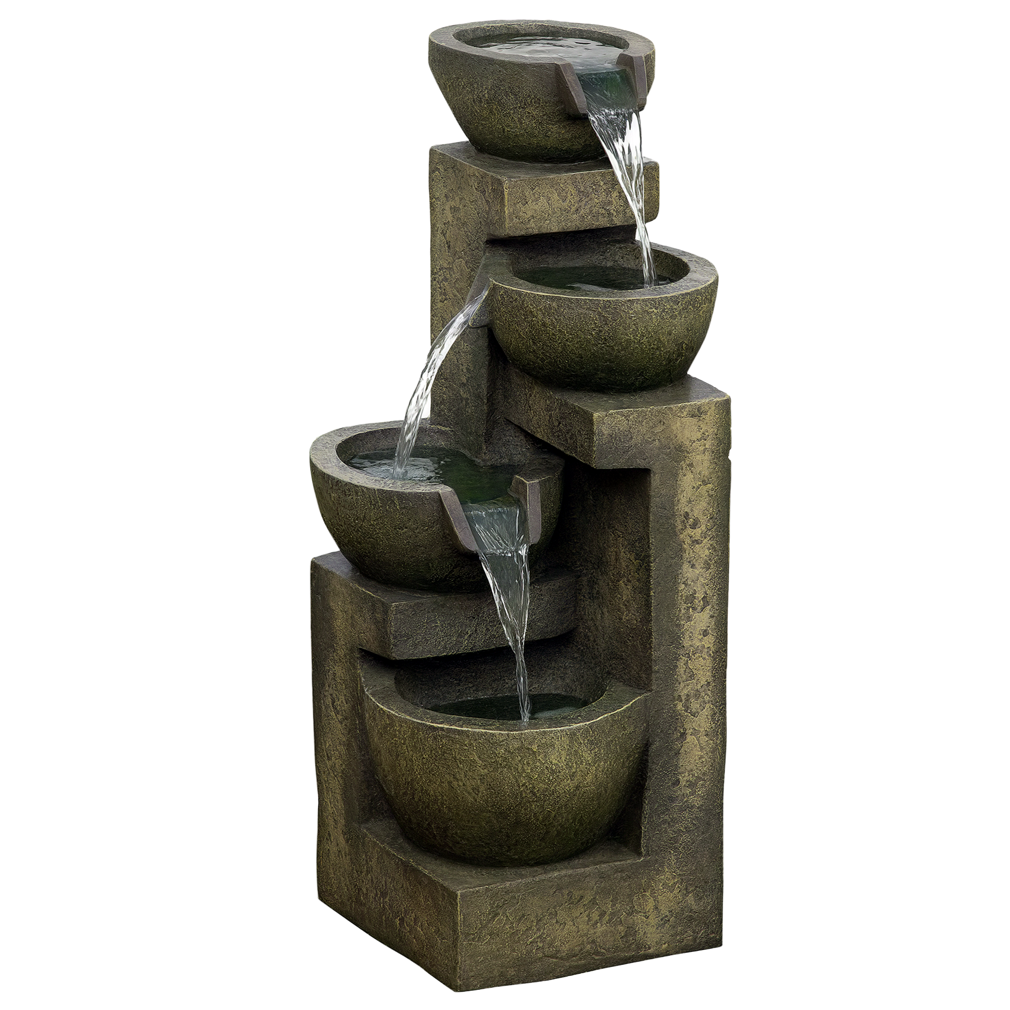 4-stufiger Kaskadenbrunnen (5 W) Mit Wasserpumpe Und Verstellbarem Wasserauslass, 25 X 24 X 60 Cm, Mehrfarbig