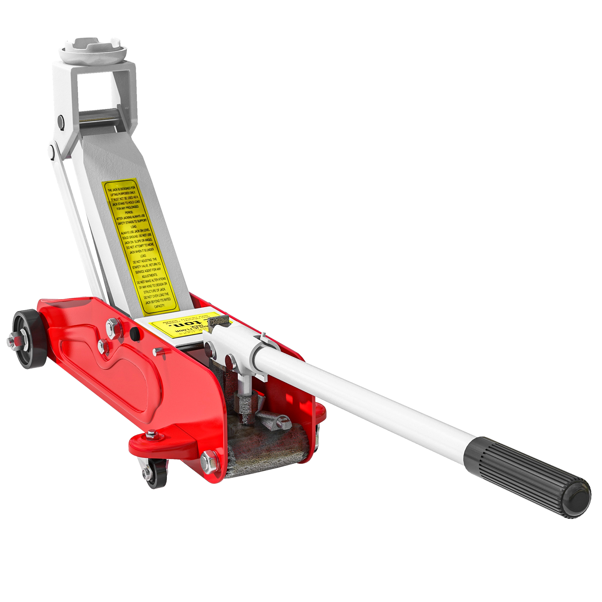 2-tonnen-hydraulikheber Mit Einstellbarer Höhe Von 12 Bis 30 Cm Und 4 Rädern Zur Fahrzeugabstützung, Rot Und Gelb