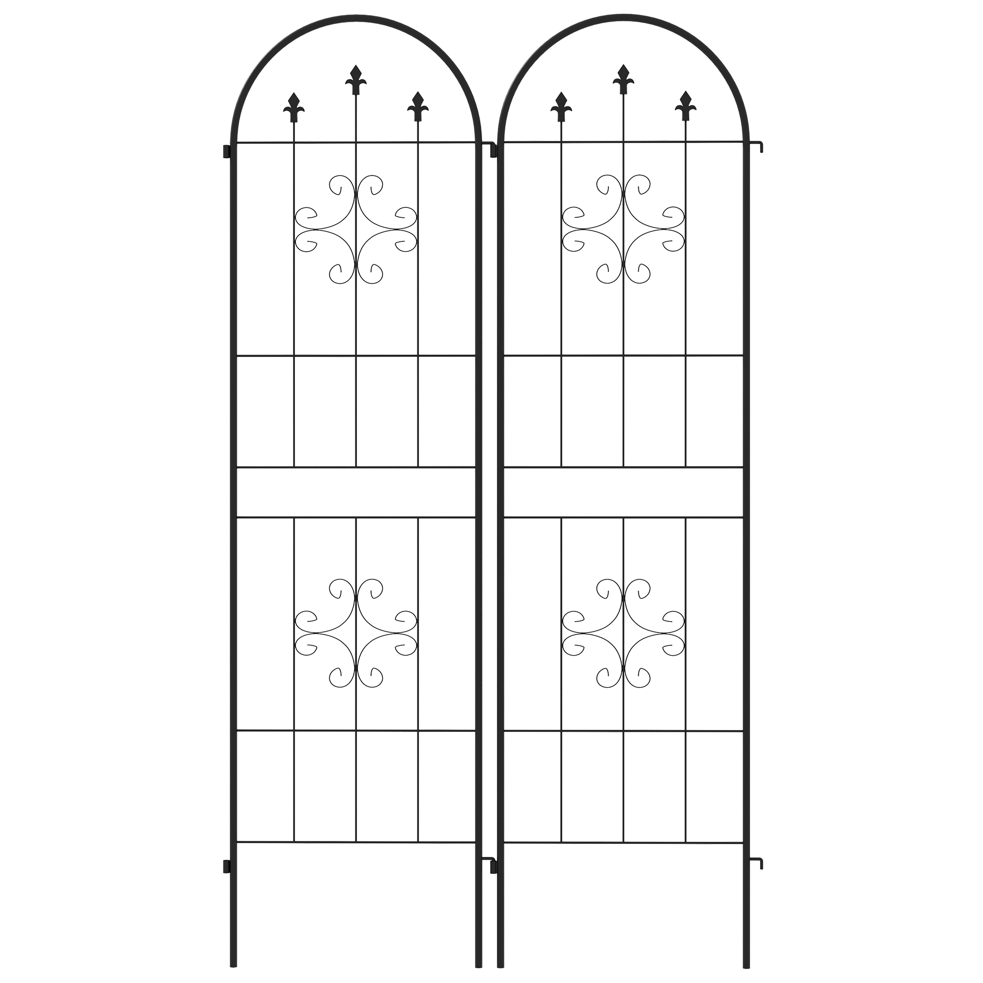 Set Aus 2 Stahl-rankgittern Für Kletterpflanzen, Blumen Und Andere Gewächse, 50 X 180 Cm, Schwarz
