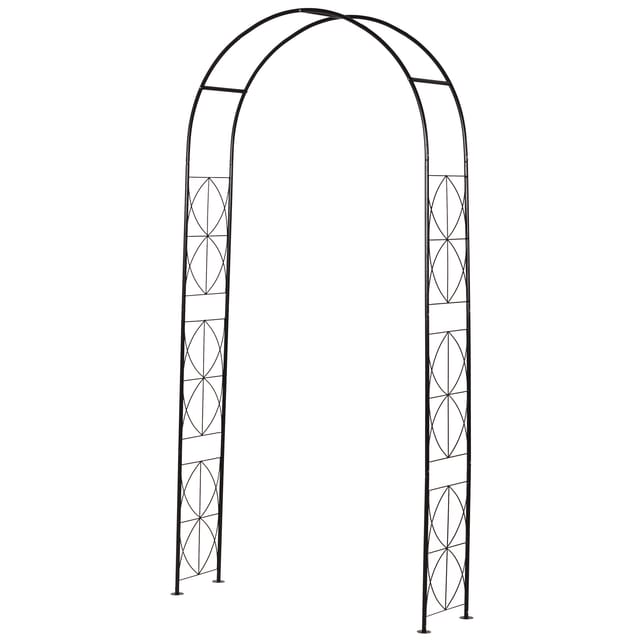 Rosenbogen Aus Metall, Rankhilfe Für Kletterpflanzen, Spitz Zulaufender Gartenbogen, Metallkonstruktion, Spalier, Stütze Für Gartenrosen, 114 X 30 X 230 Cm, Schwarz