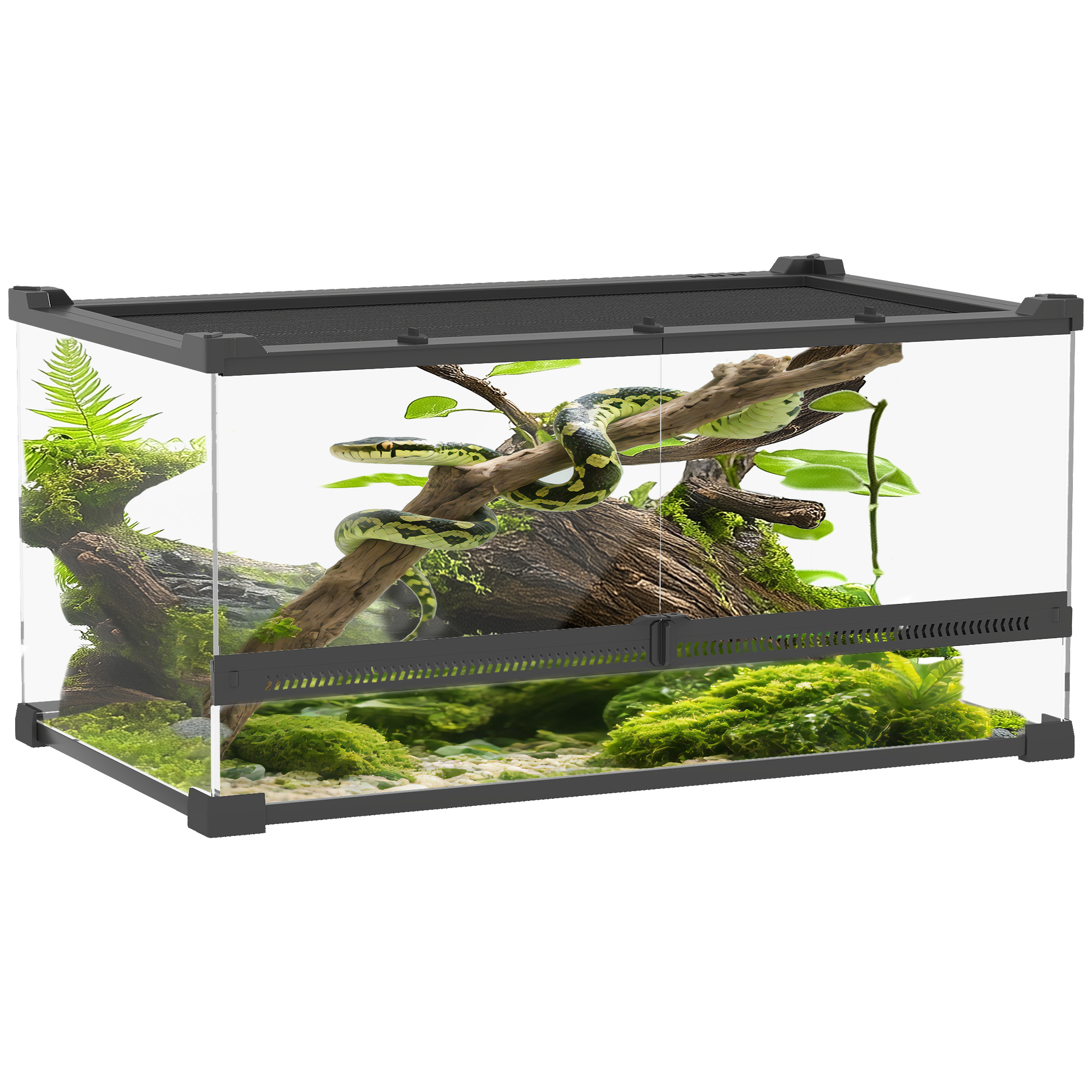 Glas-terrarium Für Reptilien, Erhöhter Und Wasserdichter Boden, Druckknopf-verriegelungsmechanismus