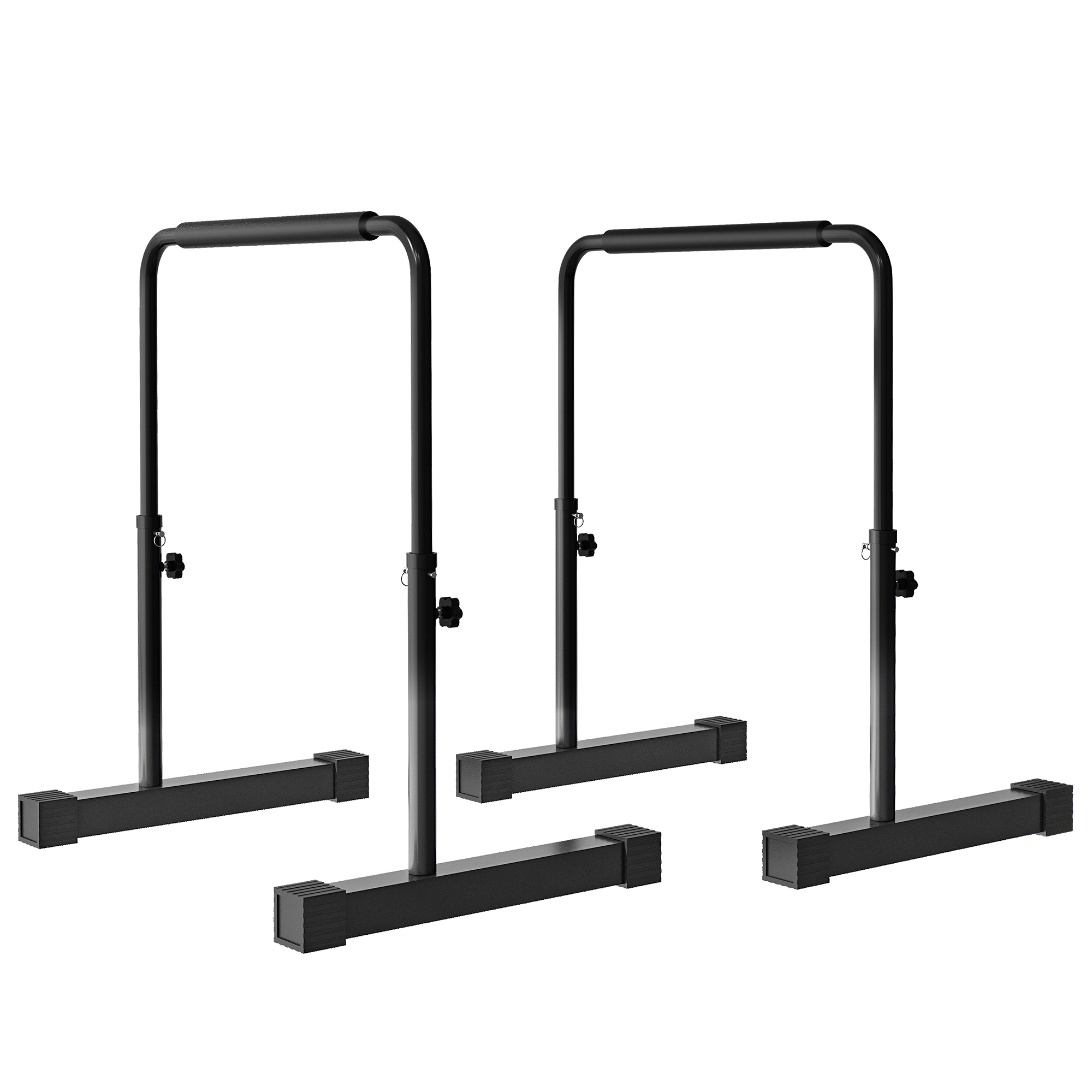 Set Aus 2 Verstellbaren Parallelbarren Mit Rutschfesten Stahlgriffen, 70 X 50 X 80–105 Cm, Schwarz